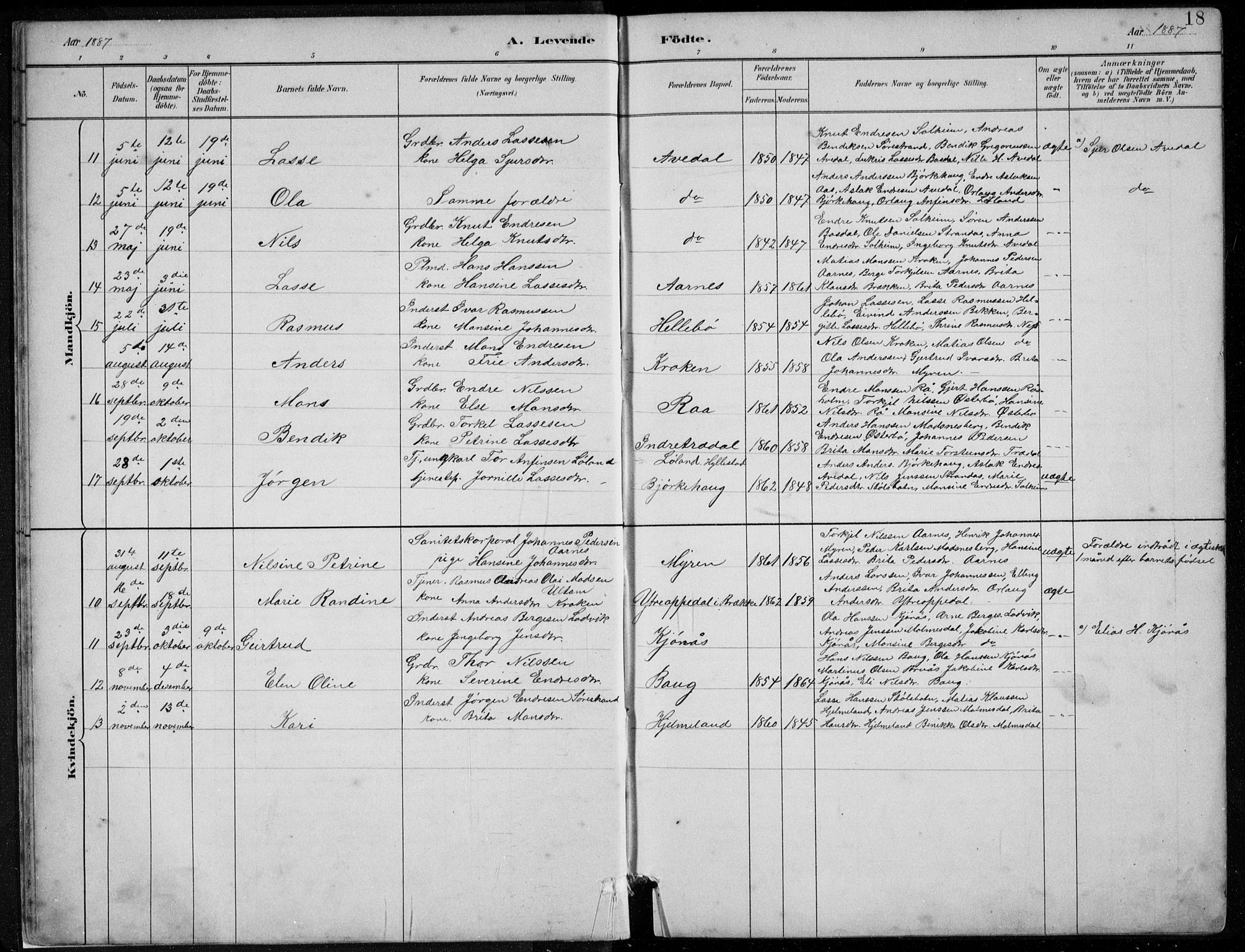 Lavik sokneprestembete, SAB/A-80901: Parish register (copy) no. A 2, 1882-1910, p. 18