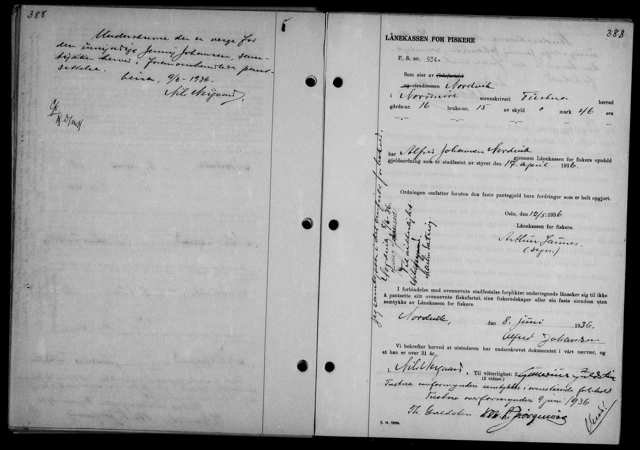 Nordmøre sorenskriveri, AV/SAT-A-4132/1/2/2Ca/L0088: Mortgage book no. 78, 1936-1936, Diary no: : 1288/1936