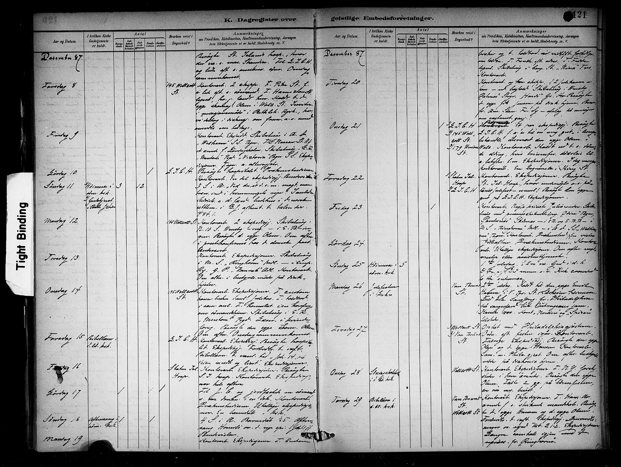 Den norske sjømannsmisjon i utlandet/New York, SAB/SAB/PA-0110/H/Ha/L0002: Parish register (official) no. A 2, 1886-1888, p. 121