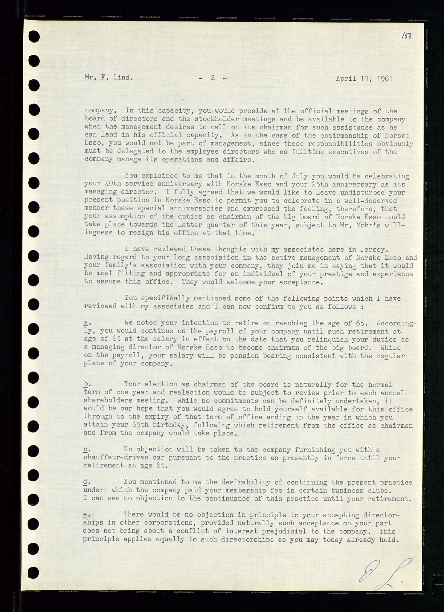 Pa 0982 - Esso Norge A/S, AV/SAST-A-100448/A/Aa/L0001/0002: Den administrerende direksjon Board minutes (styrereferater) / Den administrerende direksjon Board minutes (styrereferater), 1960-1961, p. 149