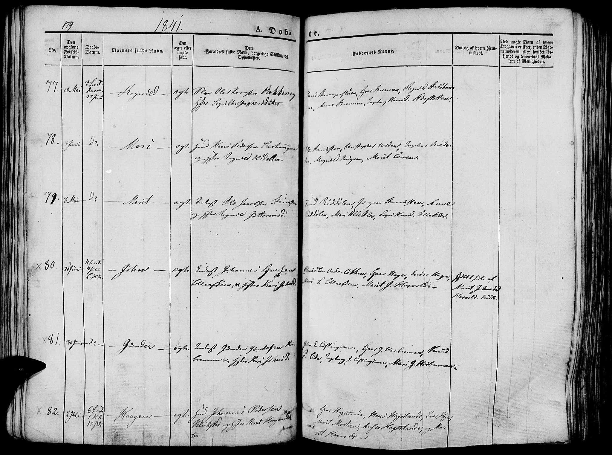 Lesja prestekontor, SAH/PREST-068/H/Ha/Haa/L0005: Parish register (official) no. 5, 1830-1842, p. 179