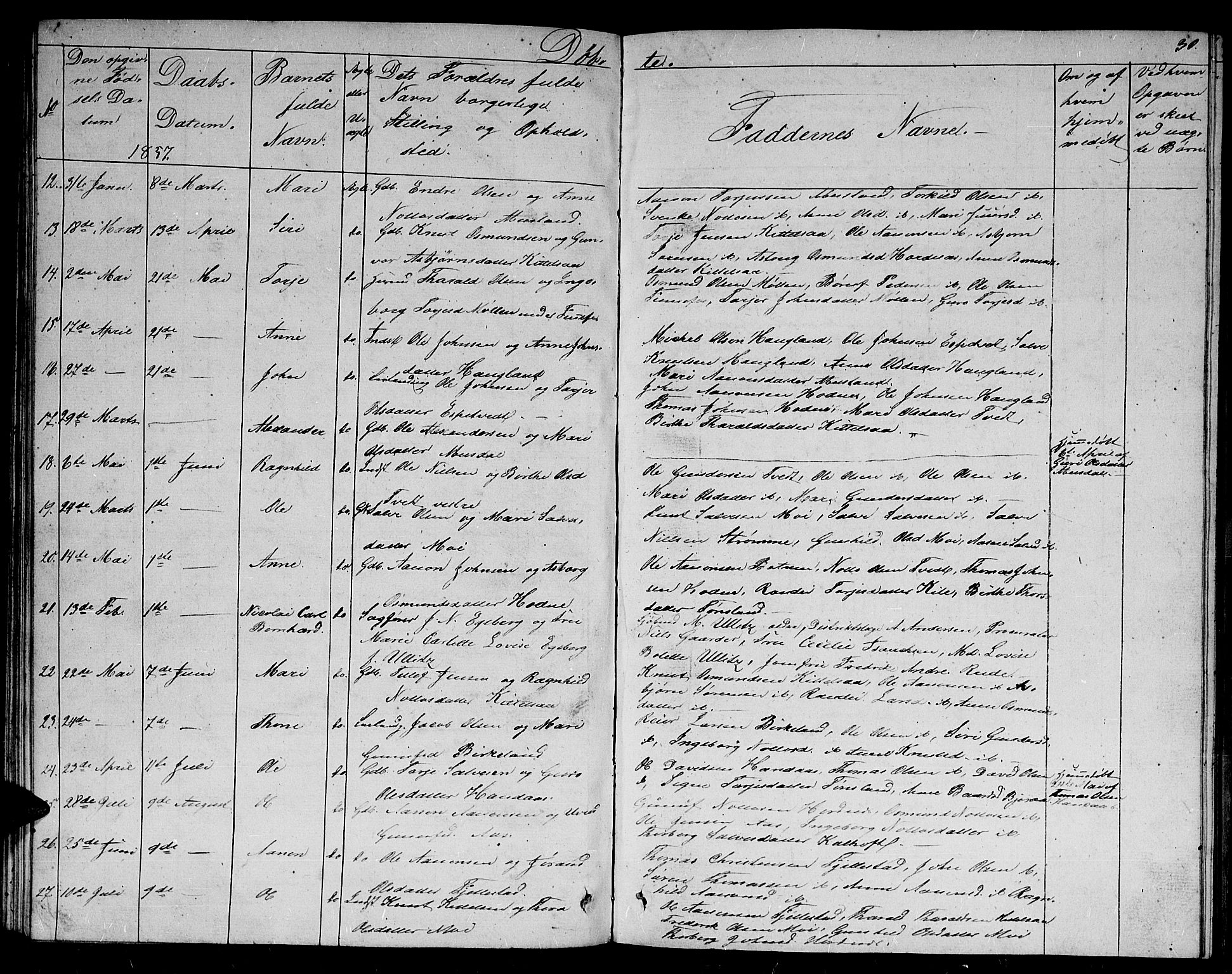 Evje sokneprestkontor, AV/SAK-1111-0008/F/Fb/Fbb/L0001: Parish register (copy) no. B 1, 1849-1878, p. 30