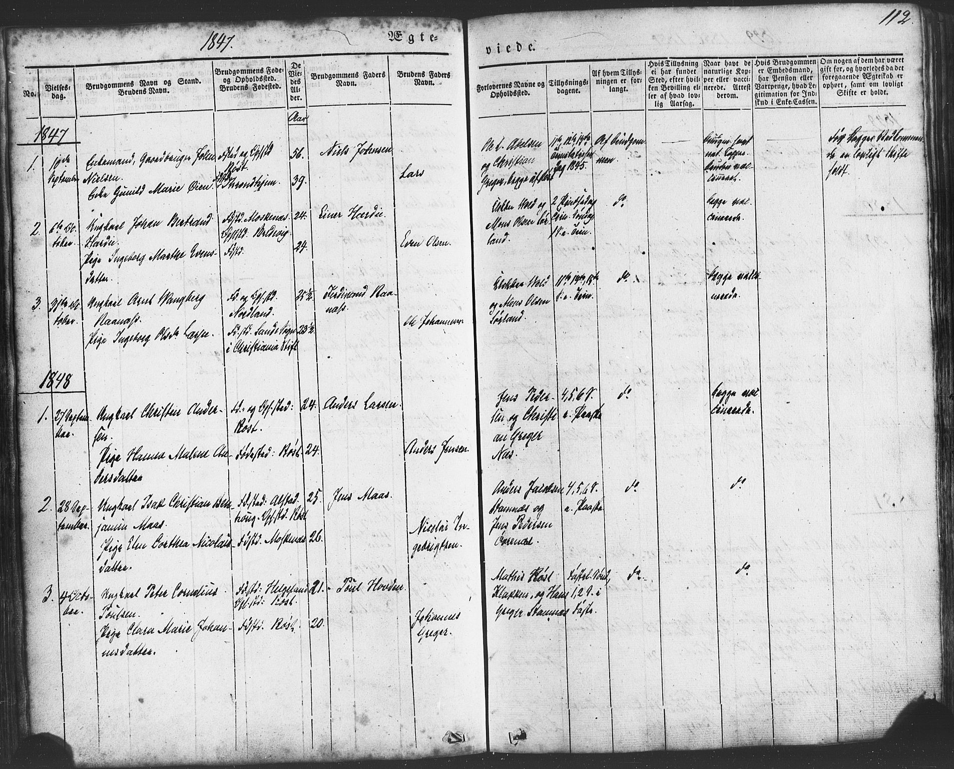 Ministerialprotokoller, klokkerbøker og fødselsregistre - Nordland, AV/SAT-A-1459/807/L0121: Parish register (official) no. 807A04, 1846-1879, p. 112