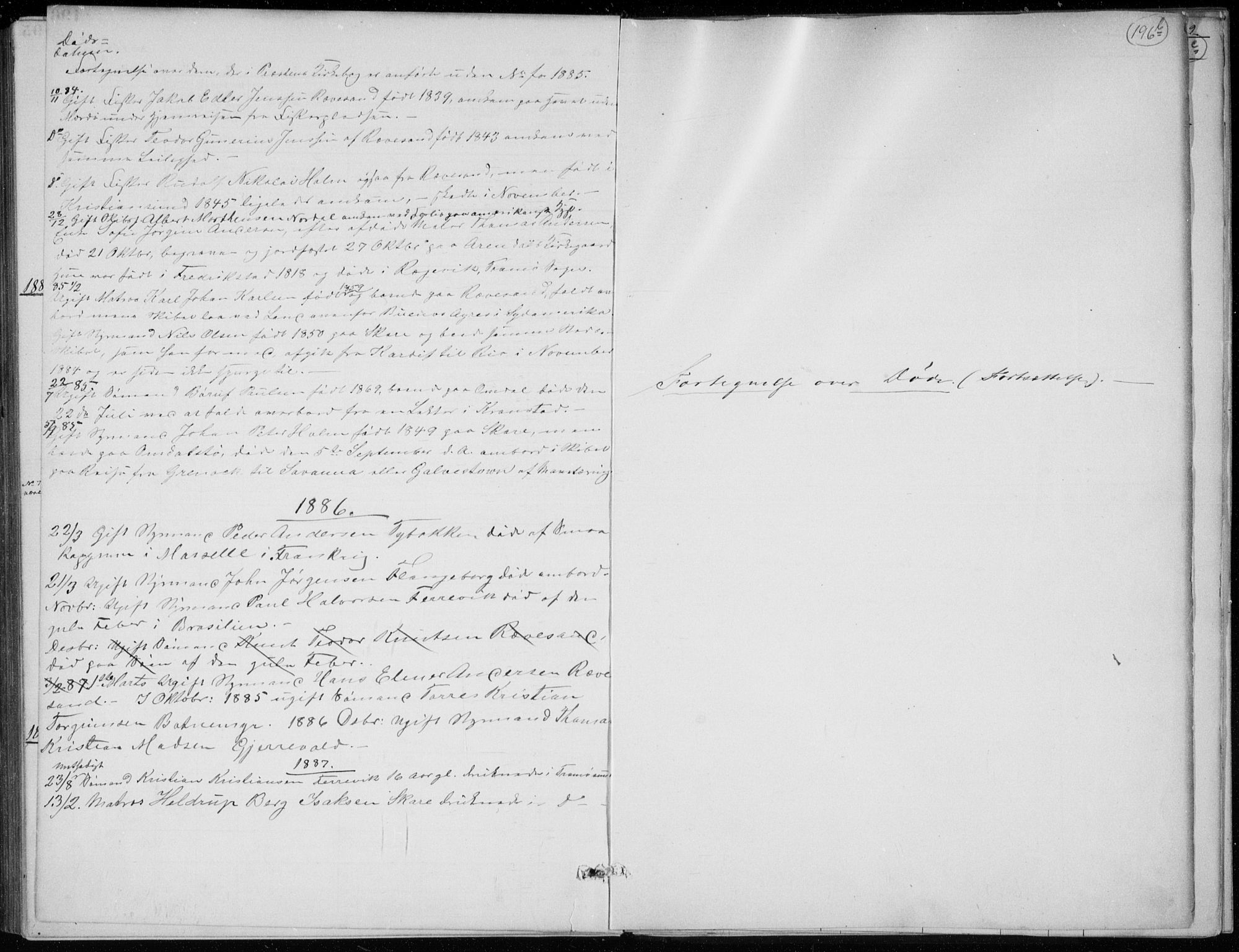 Tromøy sokneprestkontor, SAK/1111-0041/F/Fb/L0005: Parish register (copy) no. B 5, 1877-1891, p. 196