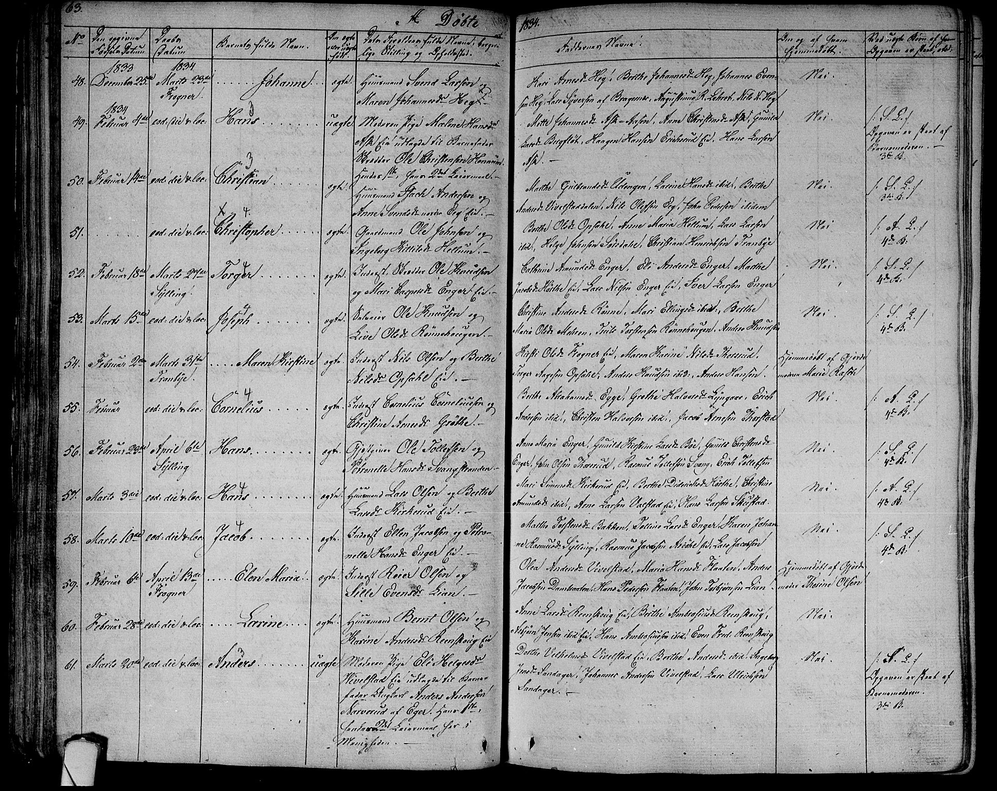 Lier kirkebøker, AV/SAKO-A-230/F/Fa/L0010: Parish register (official) no. I 10, 1827-1843, p. 63