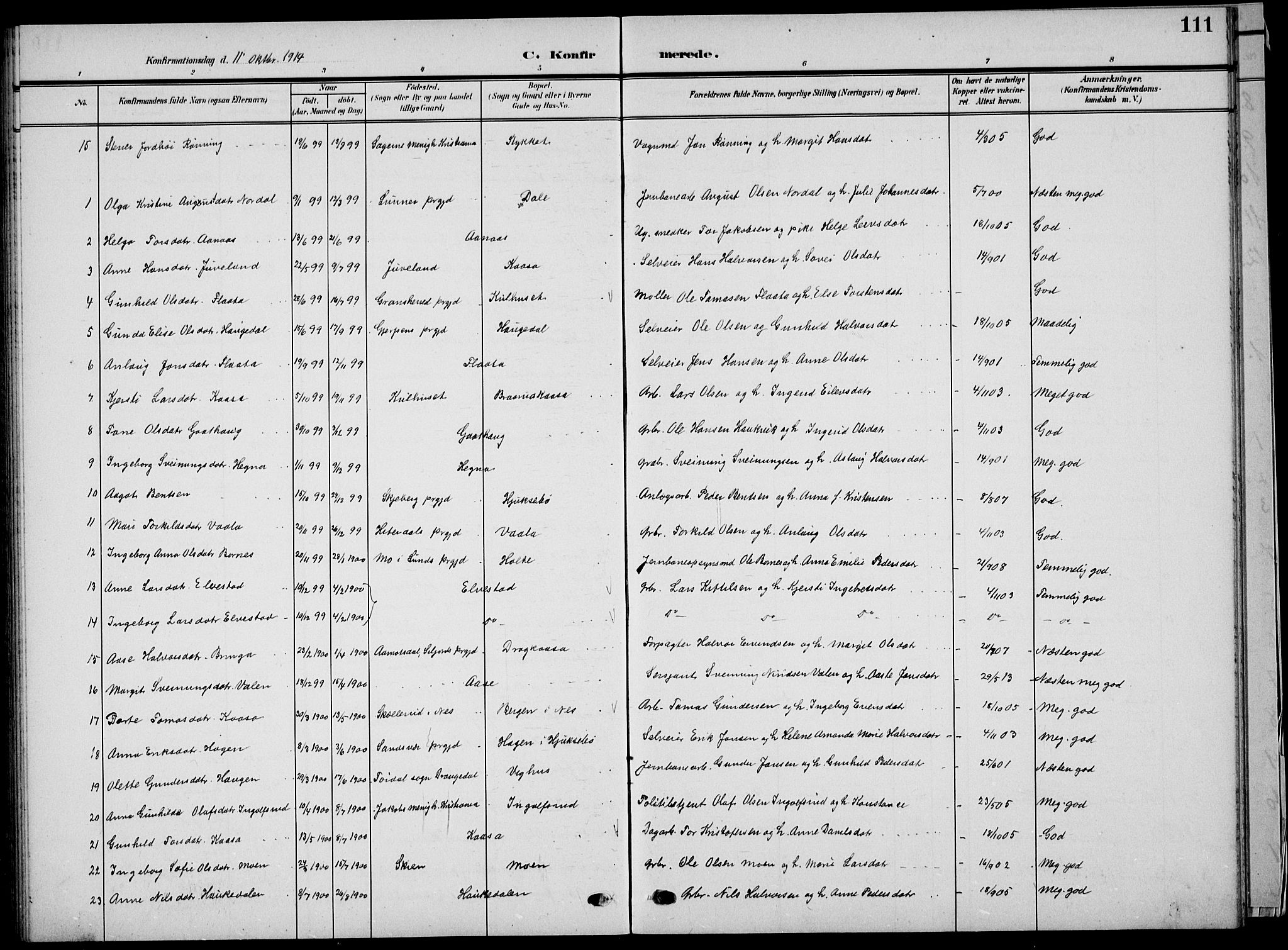 Sauherad kirkebøker, AV/SAKO-A-298/G/Ga/L0004a: Parish register (copy) no. I 4a, 1906-1934, p. 111