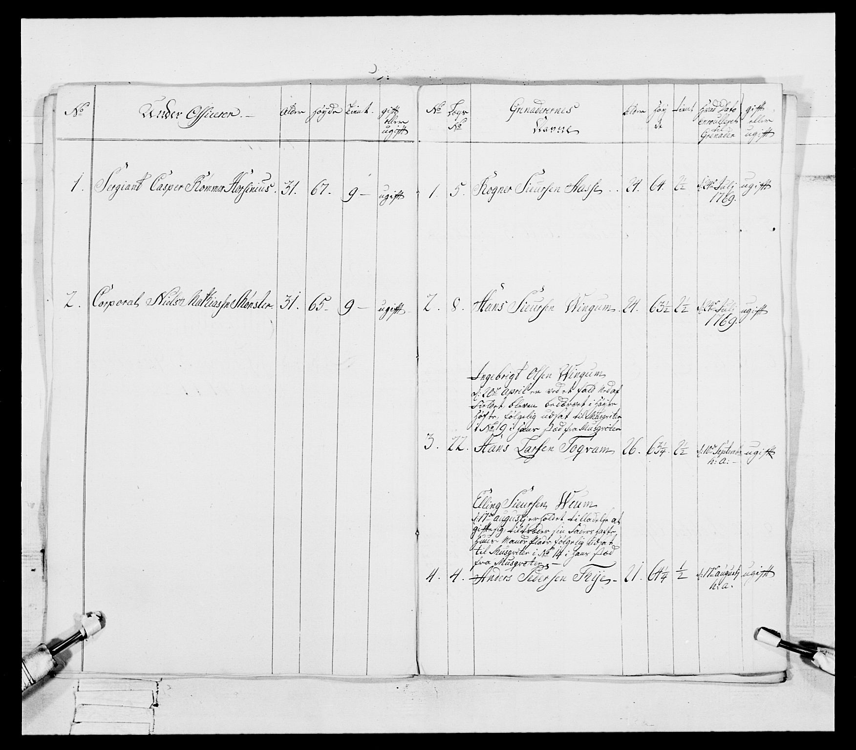 Generalitets- og kommissariatskollegiet, Det kongelige norske kommissariatskollegium, AV/RA-EA-5420/E/Eh/L0092: 2. Bergenhusiske nasjonale infanteriregiment, 1769-1771, p. 486