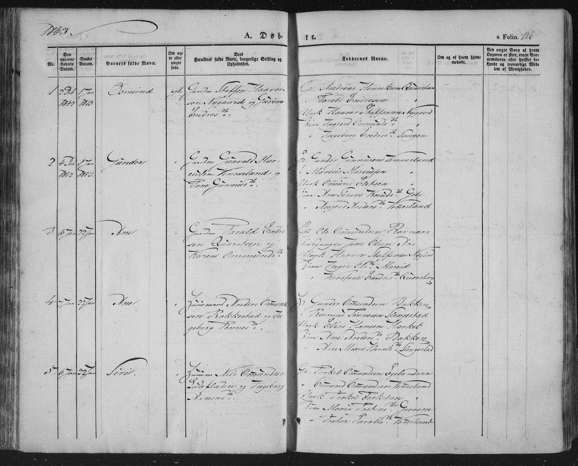 Vennesla sokneprestkontor, SAK/1111-0045/Fa/Fac/L0004: Parish register (official) no. A 4, 1834-1855, p. 126