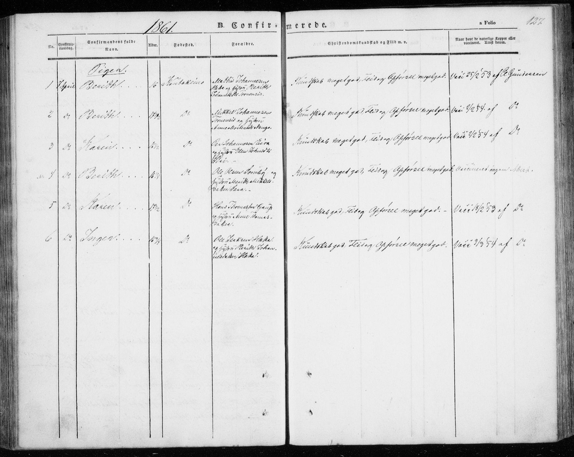 Kautokeino sokneprestembete, AV/SATØ-S-1340/H/Ha/L0002.kirke: Parish register (official) no. 2, 1843-1861, p. 127