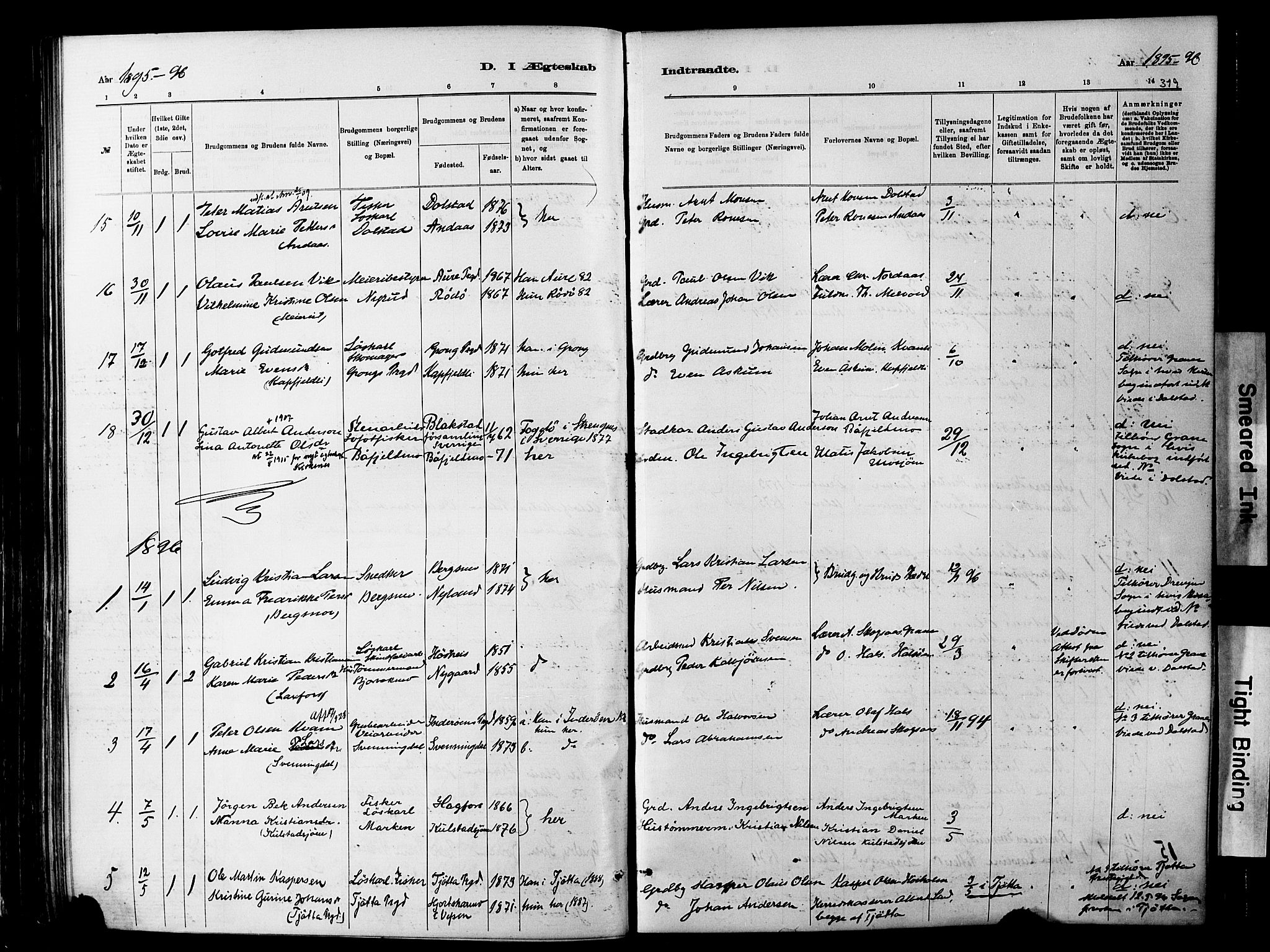 Ministerialprotokoller, klokkerbøker og fødselsregistre - Nordland, SAT/A-1459/820/L0295: Parish register (official) no. 820A16, 1880-1896, p. 319