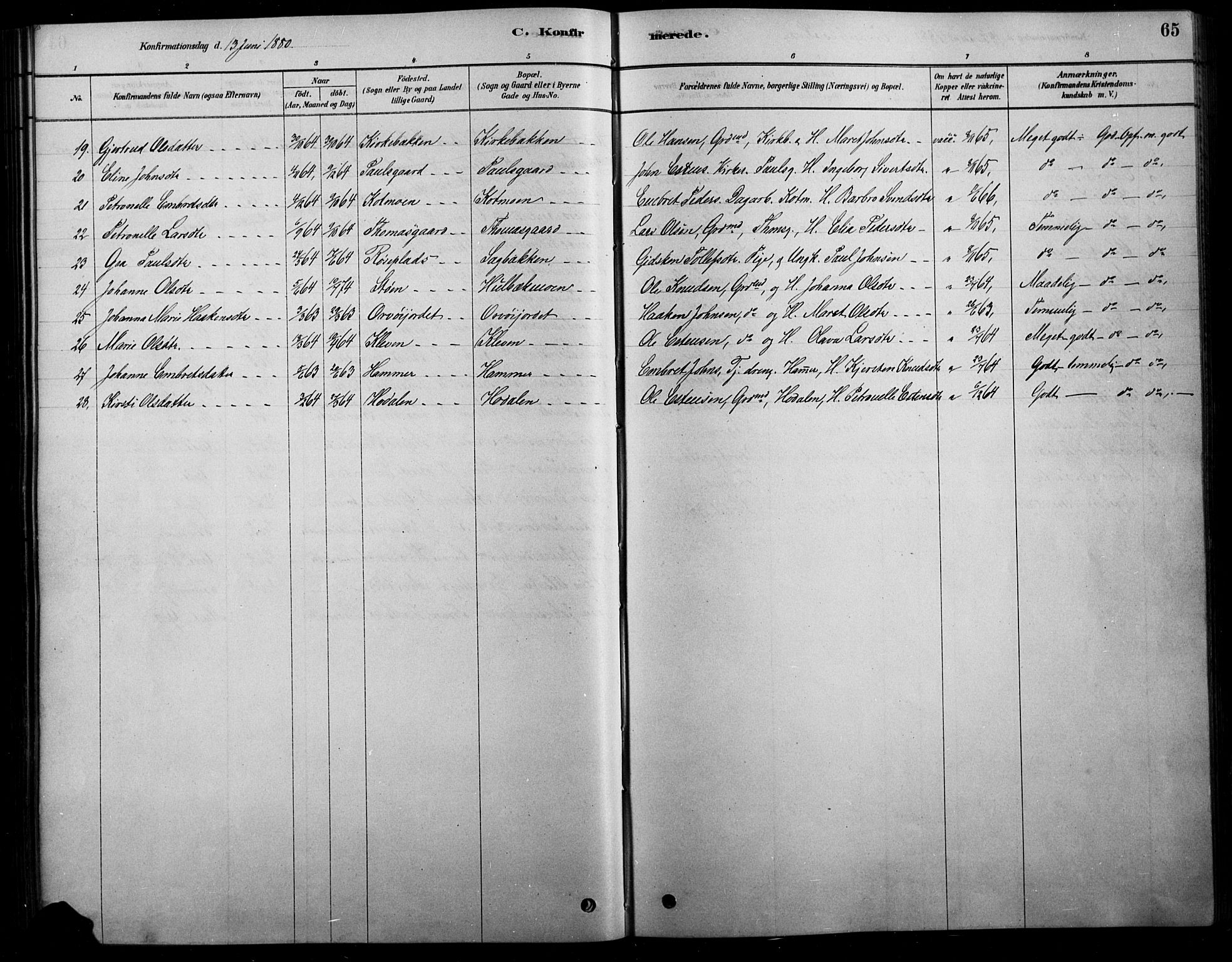 Tolga prestekontor, AV/SAH-PREST-062/L/L0007: Parish register (copy) no. 7, 1878-1919, p. 65