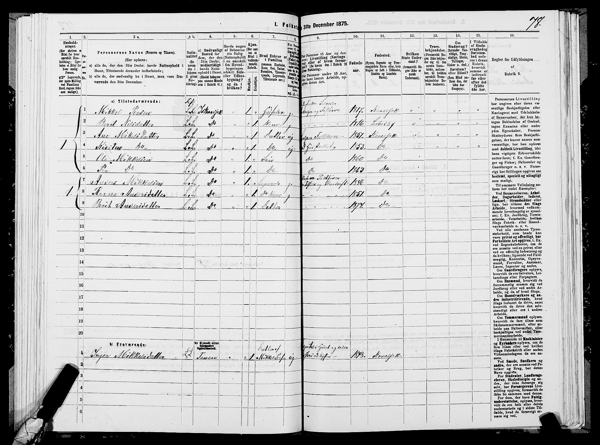 SATØ, 1875 census for 2021P Karasjok, 1875, p. 1078