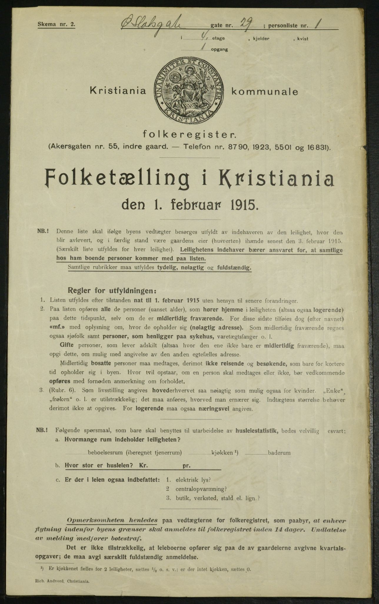 OBA, Municipal Census 1915 for Kristiania, 1915, p. 130602