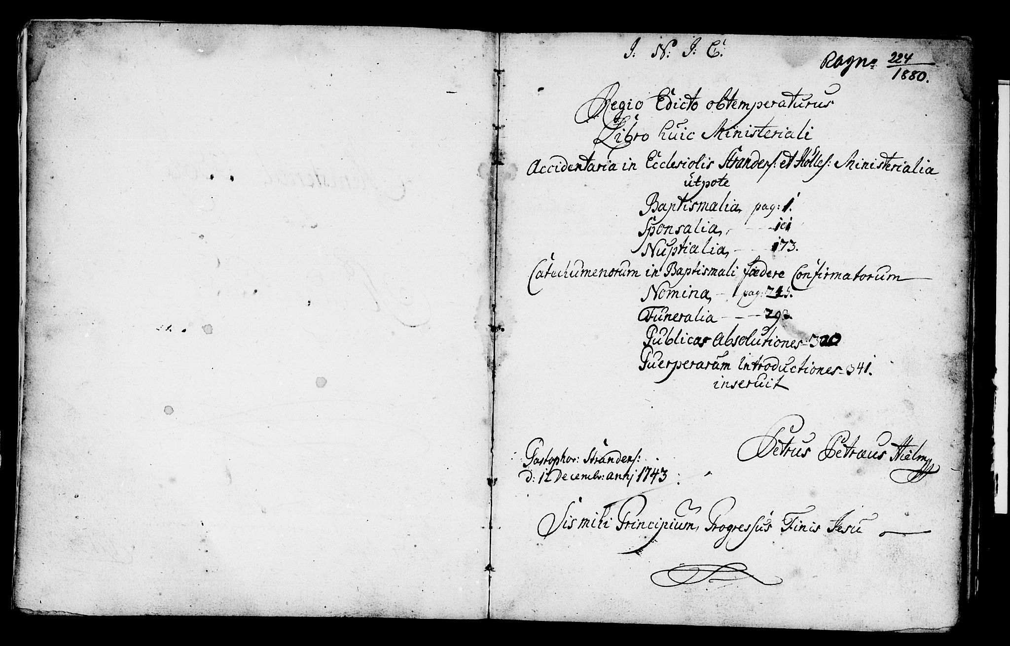 Strand sokneprestkontor, AV/SAST-A-101828/H/Ha/Haa/L0002: Parish register (official) no. A 2, 1744-1768, p. 1