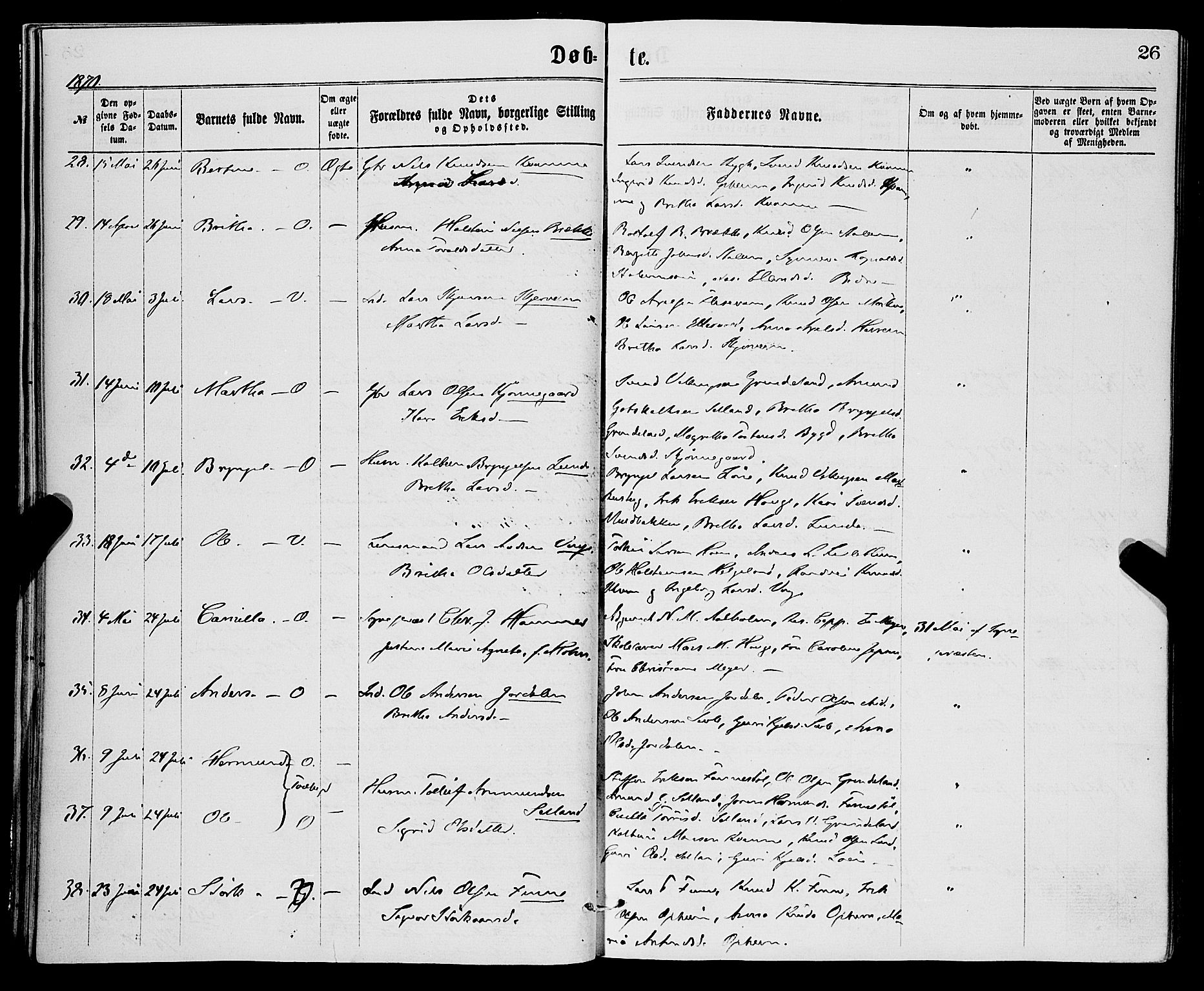 Vossestrand Sokneprestembete, AV/SAB-A-79101/H/Haa: Parish register (official) no. A 1, 1866-1877, p. 26