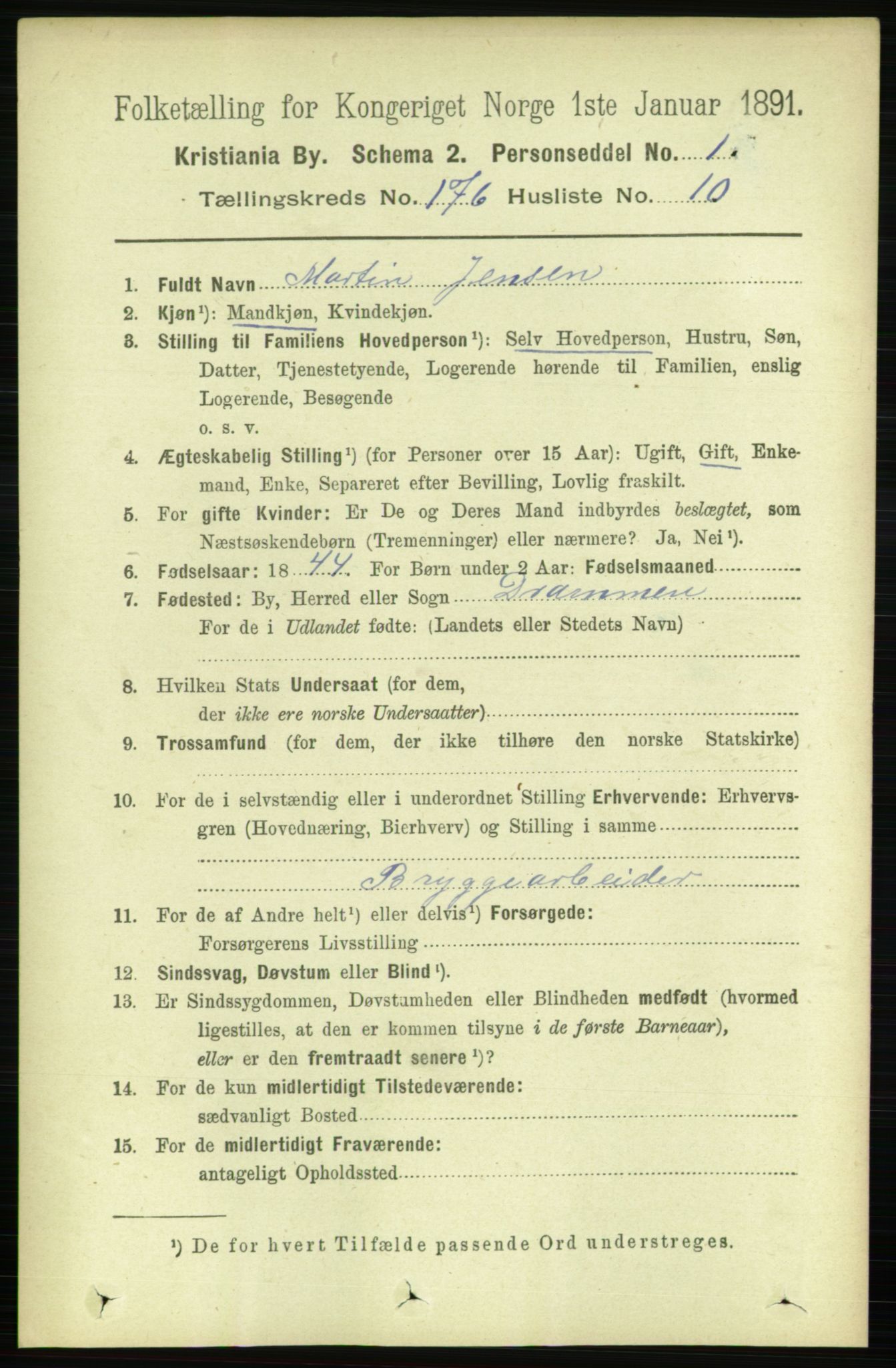 RA, 1891 census for 0301 Kristiania, 1891, p. 105907