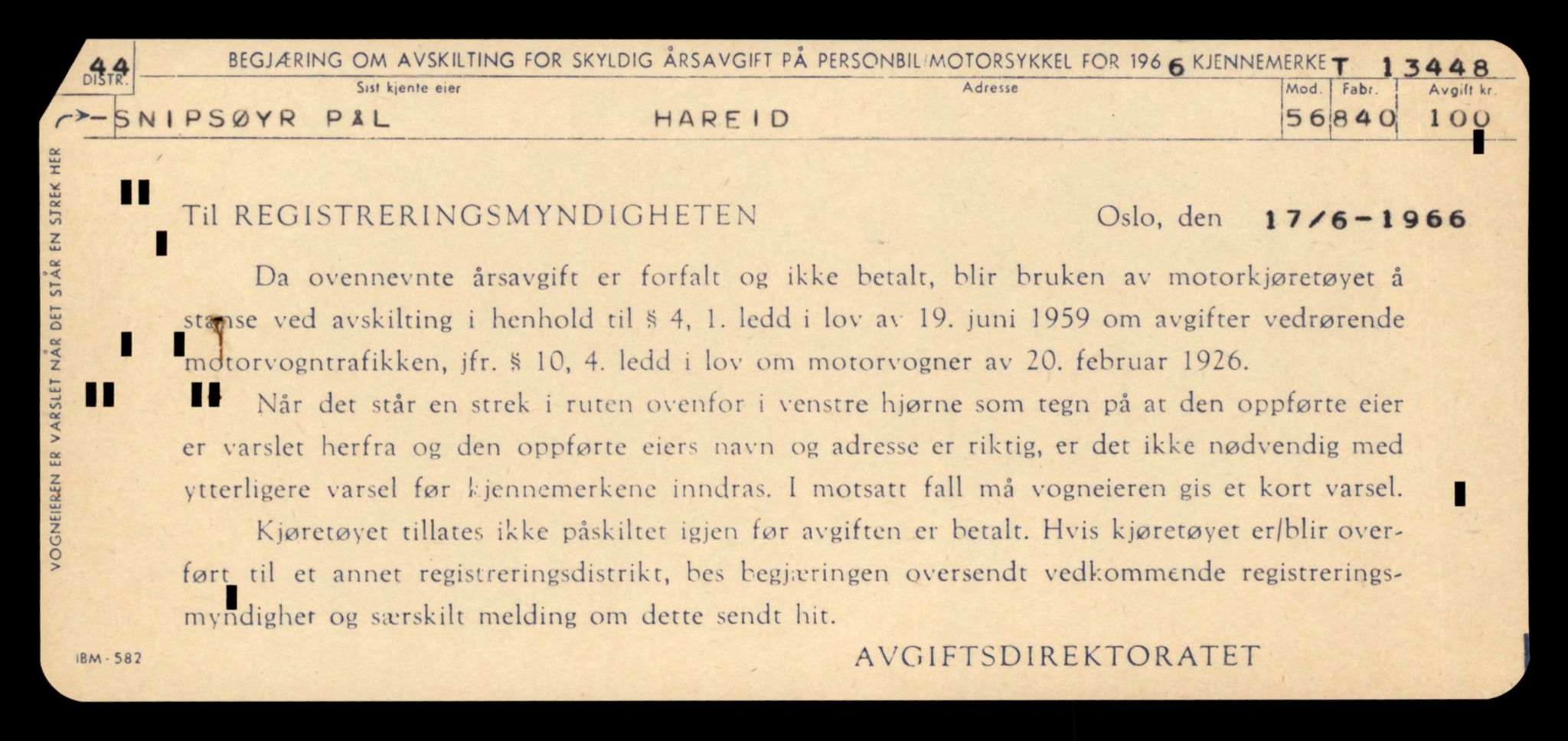 Møre og Romsdal vegkontor - Ålesund trafikkstasjon, AV/SAT-A-4099/F/Fe/L0039: Registreringskort for kjøretøy T 13361 - T 13530, 1927-1998, p. 1501