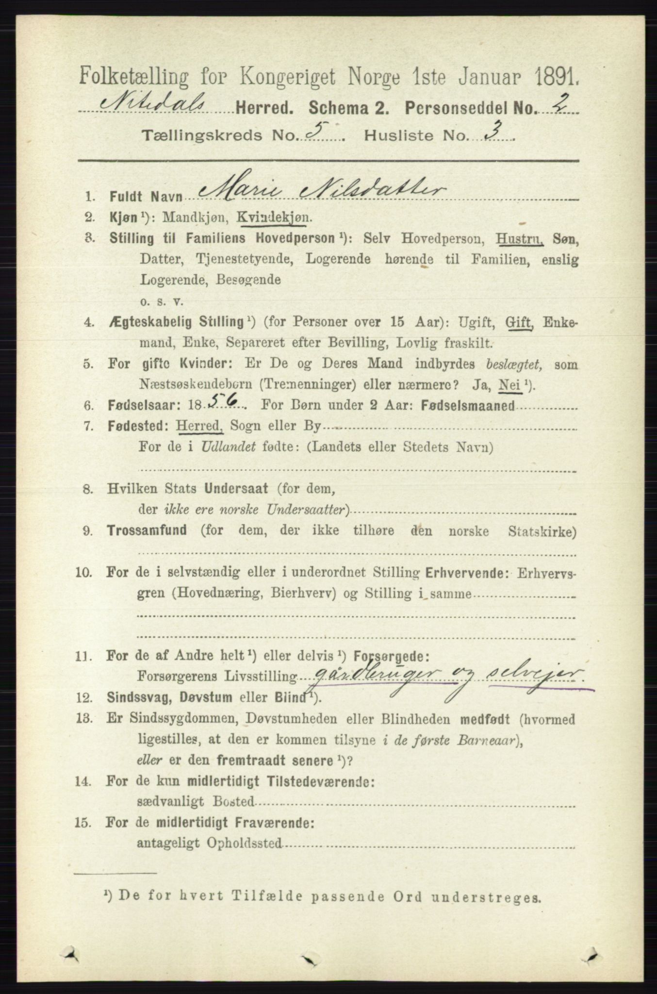 RA, 1891 census for 0233 Nittedal, 1891, p. 2195