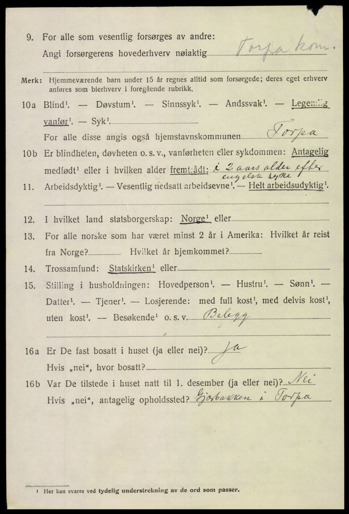 SAH, 1920 census for Torpa, 1920, p. 5218