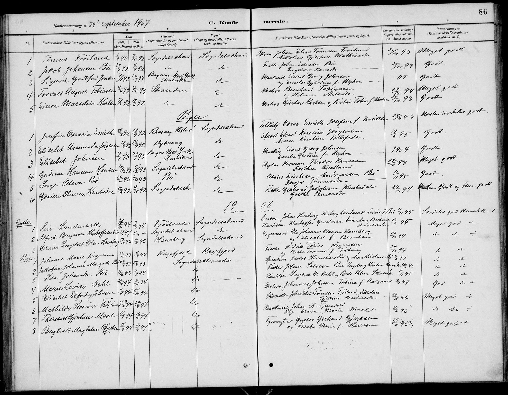 Sokndal sokneprestkontor, SAST/A-101808: Parish register (copy) no. B 5, 1887-1934, p. 86