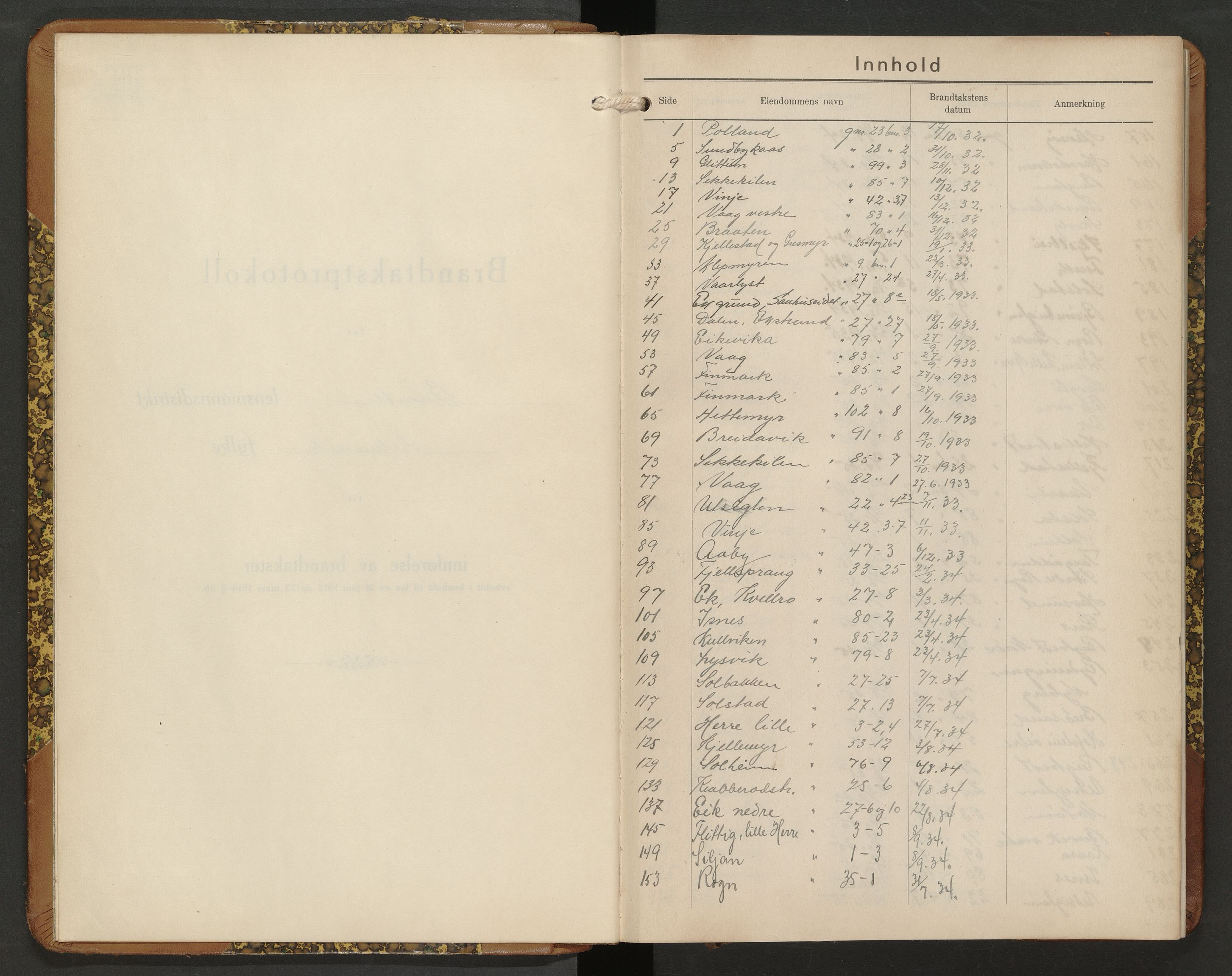 Bamble lensmannskontor, AV/SAKO-A-552/Y/Yg/Ygb/L0007: Skjematakstprotokoll, 1932-1938