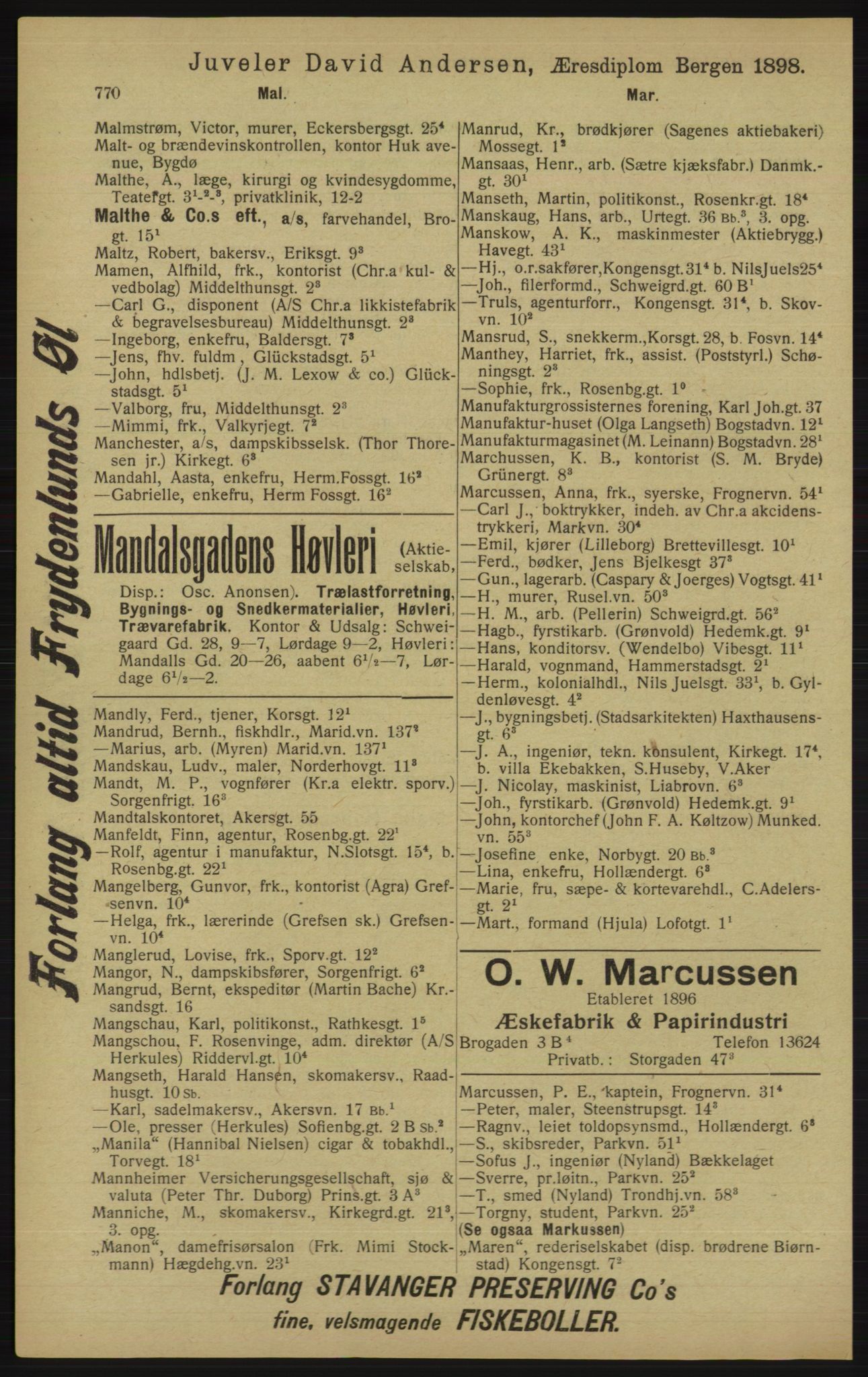 Kristiania/Oslo adressebok, PUBL/-, 1913, p. 782