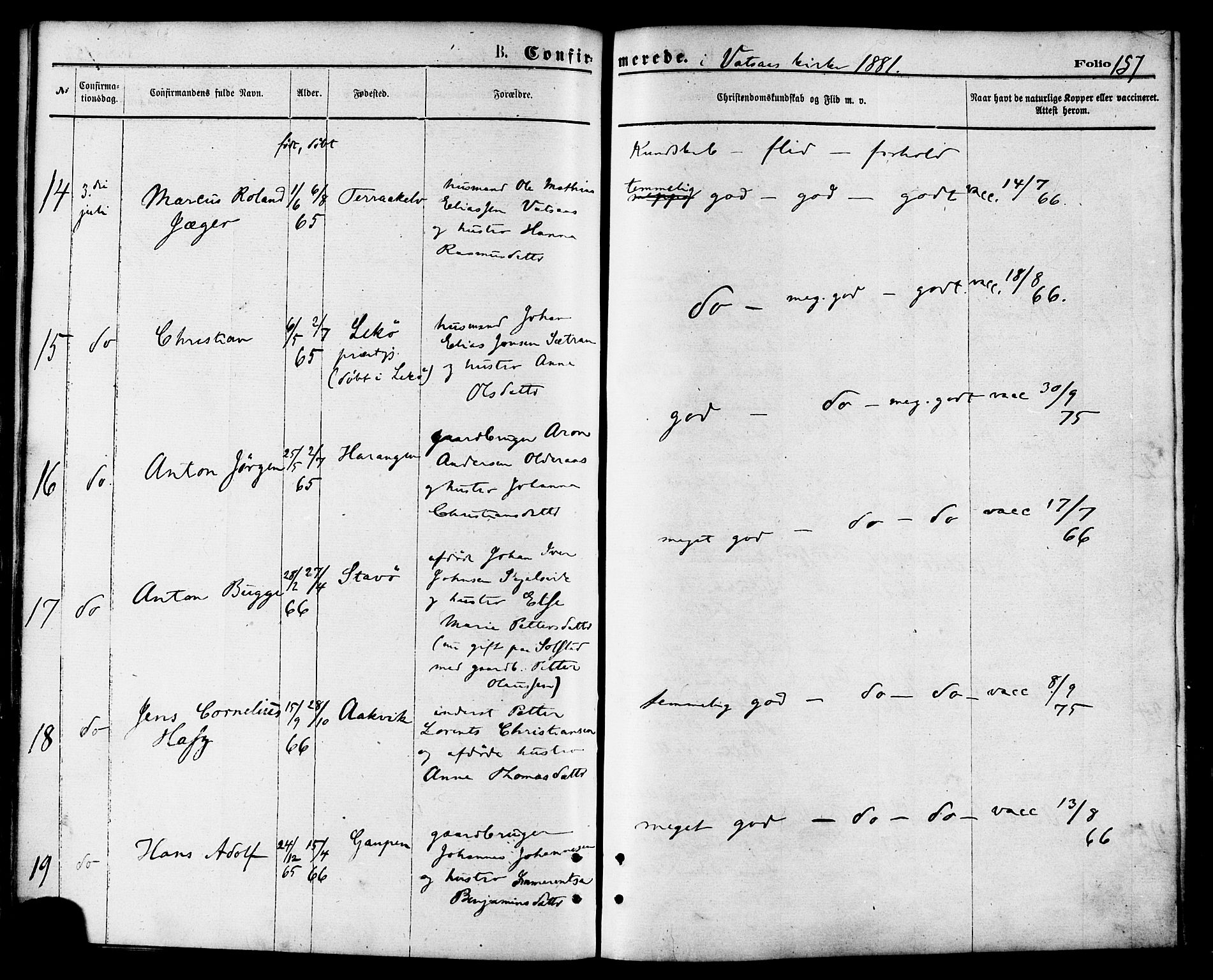 Ministerialprotokoller, klokkerbøker og fødselsregistre - Nordland, AV/SAT-A-1459/810/L0148: Parish register (official) no. 810A09 /1, 1874-1884, p. 157
