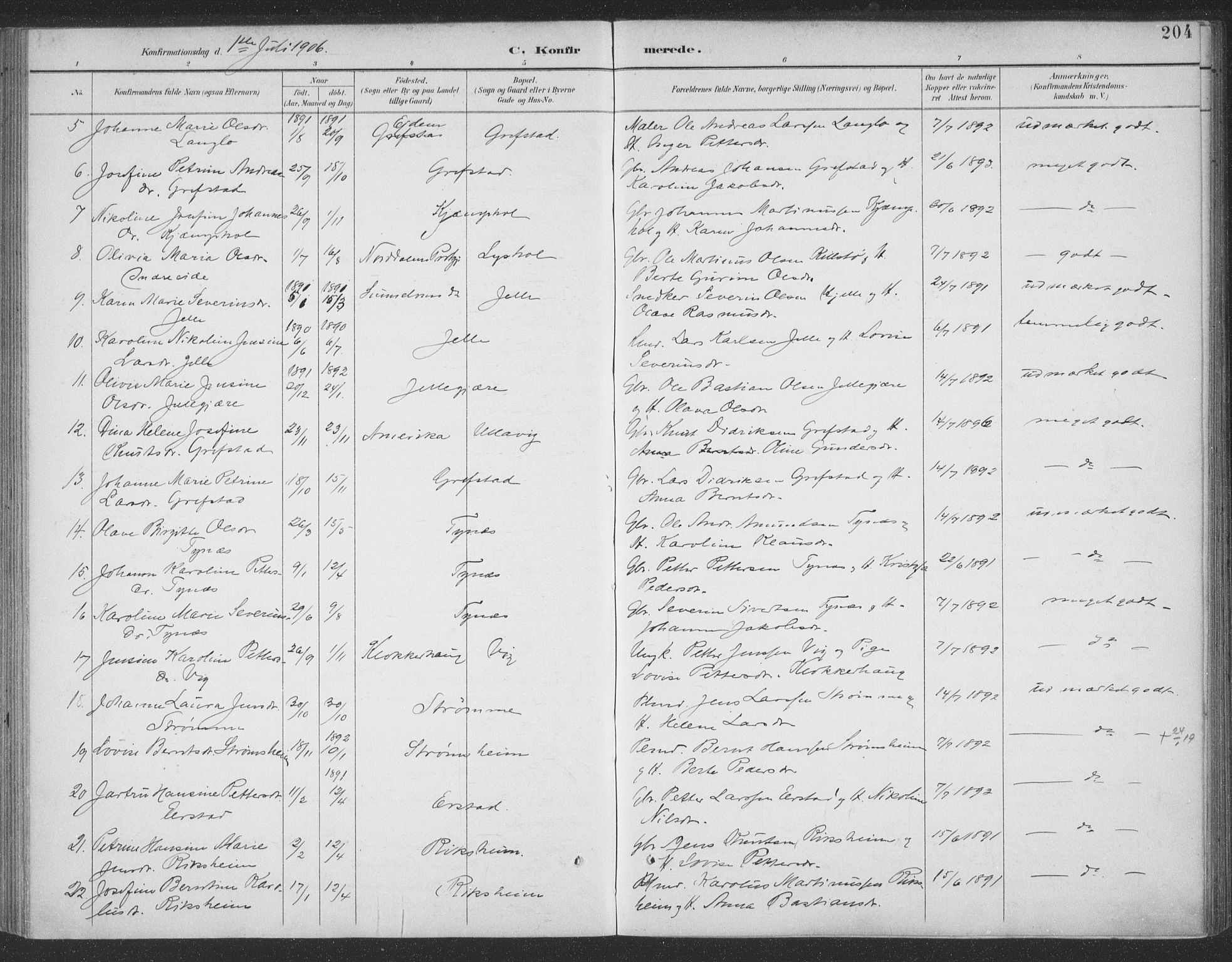 Ministerialprotokoller, klokkerbøker og fødselsregistre - Møre og Romsdal, AV/SAT-A-1454/523/L0335: Parish register (official) no. 523A02, 1891-1911, p. 204