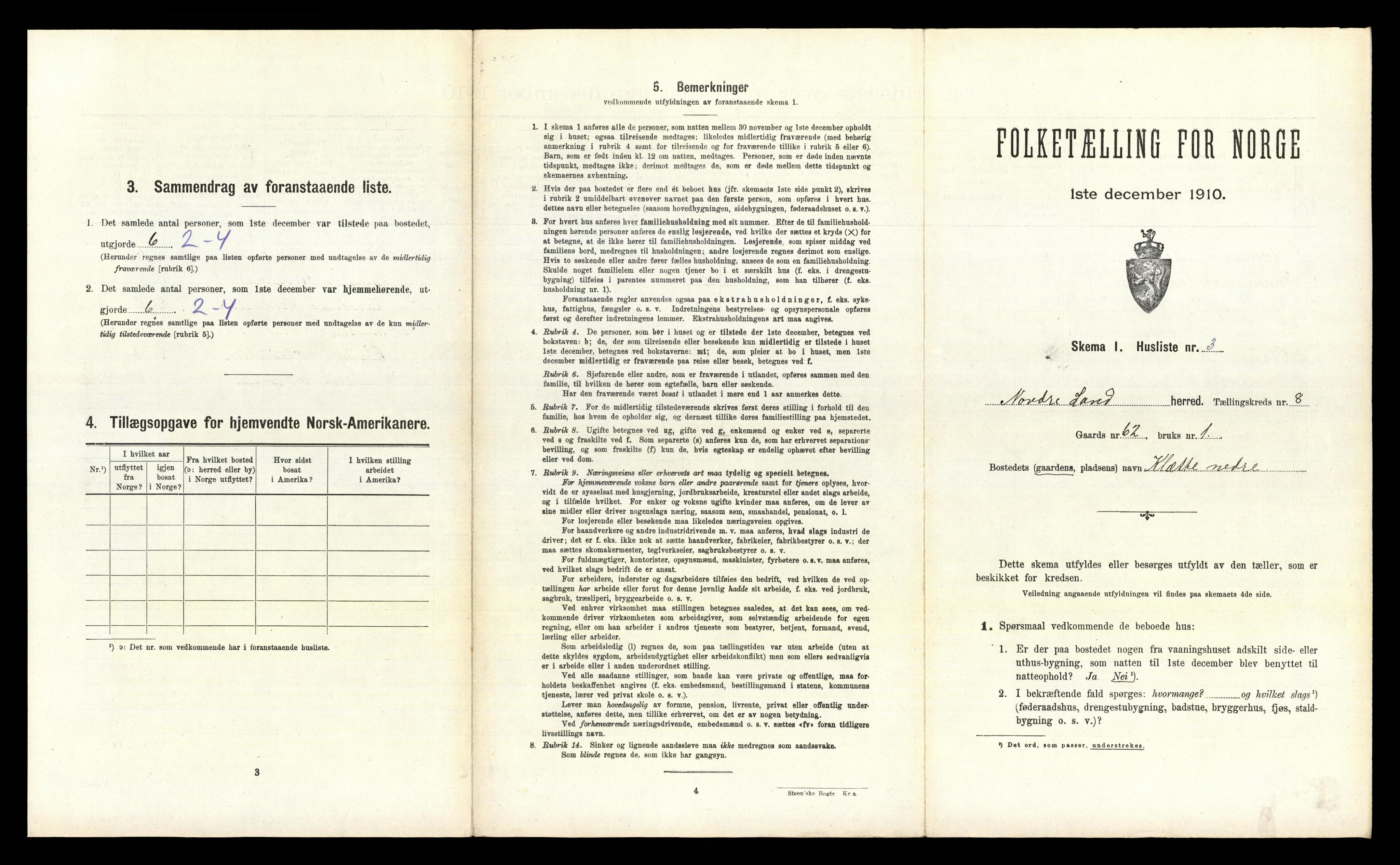 RA, 1910 census for Nordre Land, 1910, p. 701