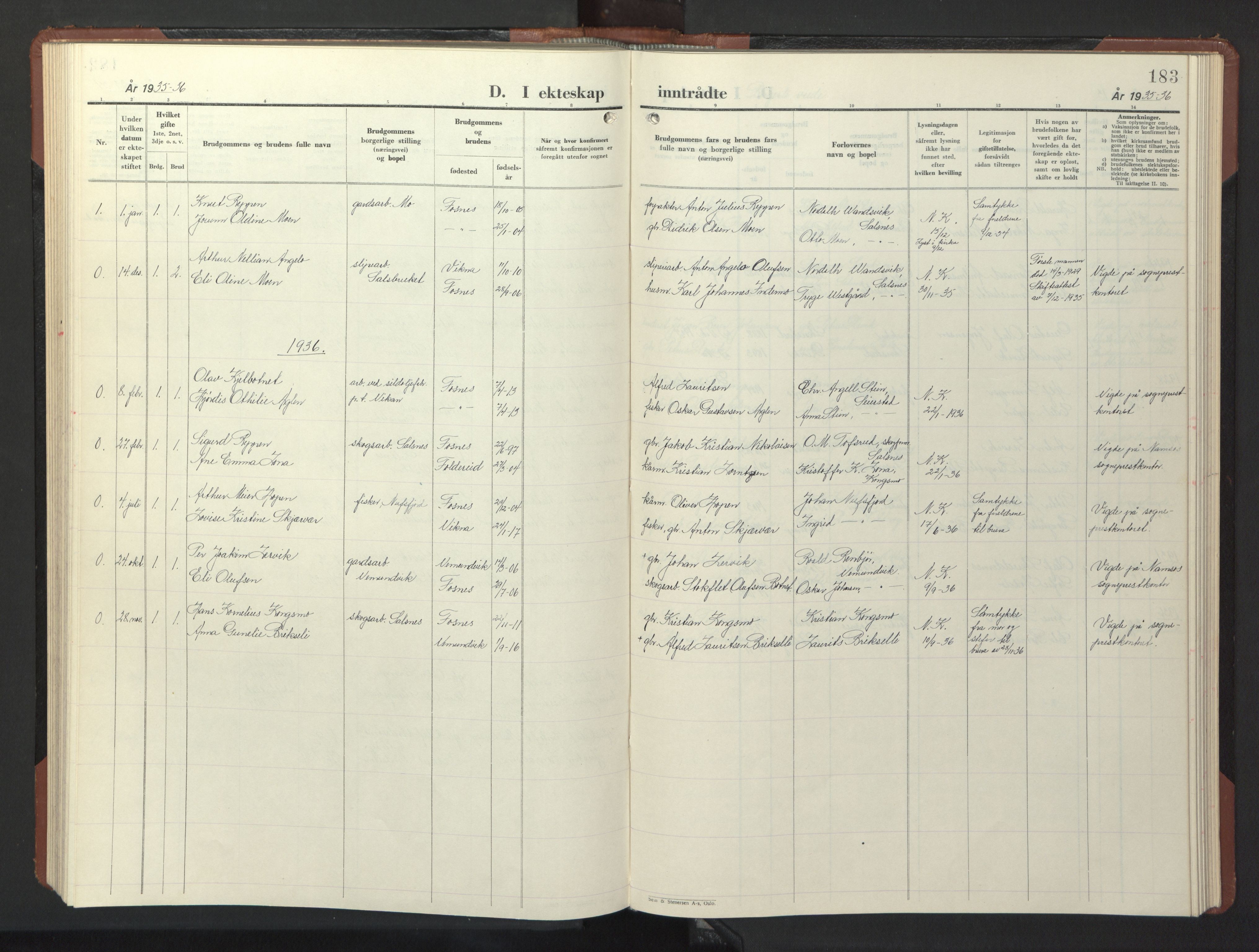 Ministerialprotokoller, klokkerbøker og fødselsregistre - Nord-Trøndelag, SAT/A-1458/773/L0625: Parish register (copy) no. 773C01, 1910-1952, p. 183