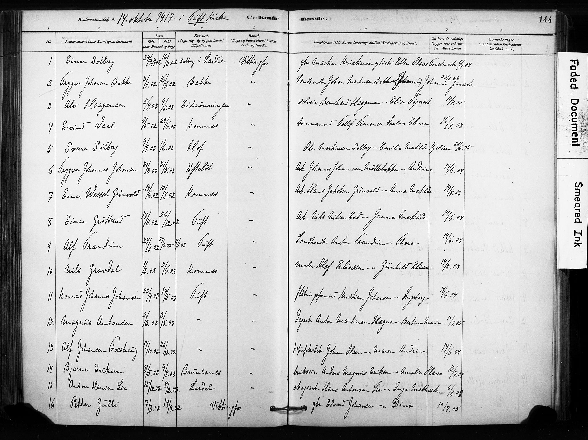 Sandsvær kirkebøker, SAKO/A-244/F/Fc/L0001: Parish register (official) no. III 1, 1878-1923, p. 144