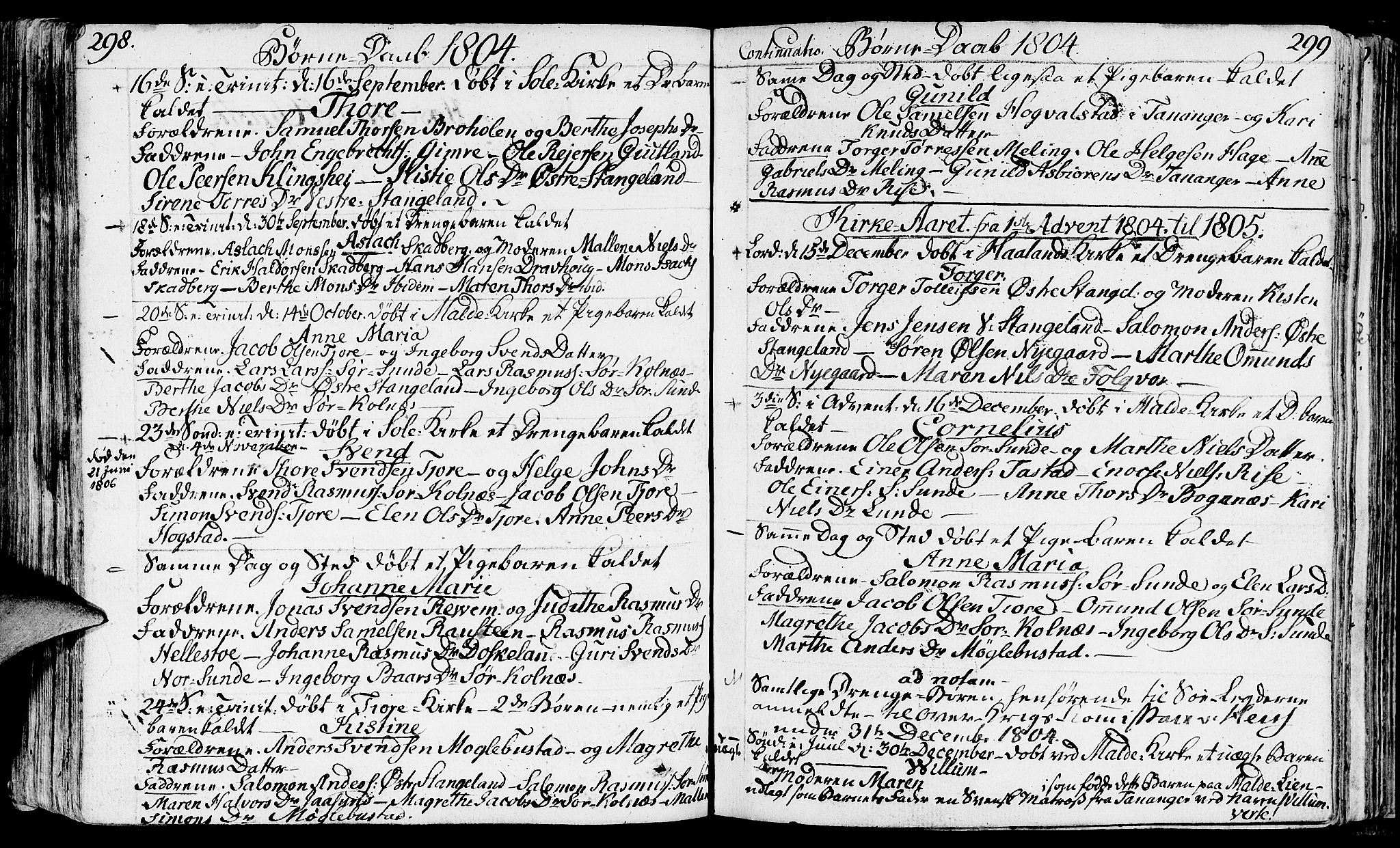 Håland sokneprestkontor, SAST/A-101802/001/30BA/L0003: Parish register (official) no. A 3, 1794-1815, p. 298-299