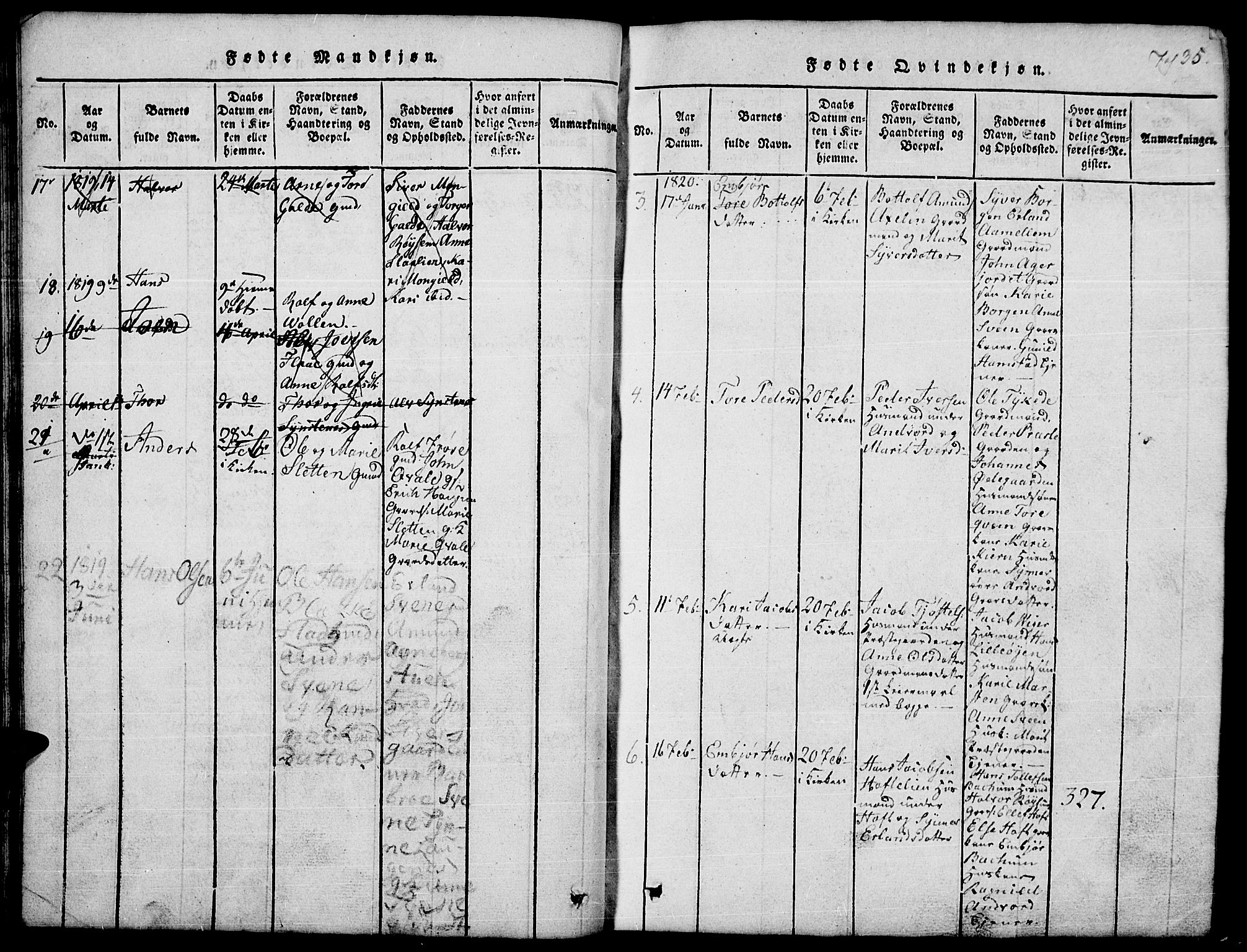 Lom prestekontor, SAH/PREST-070/L/L0001: Parish register (copy) no. 1, 1815-1836, p. 35