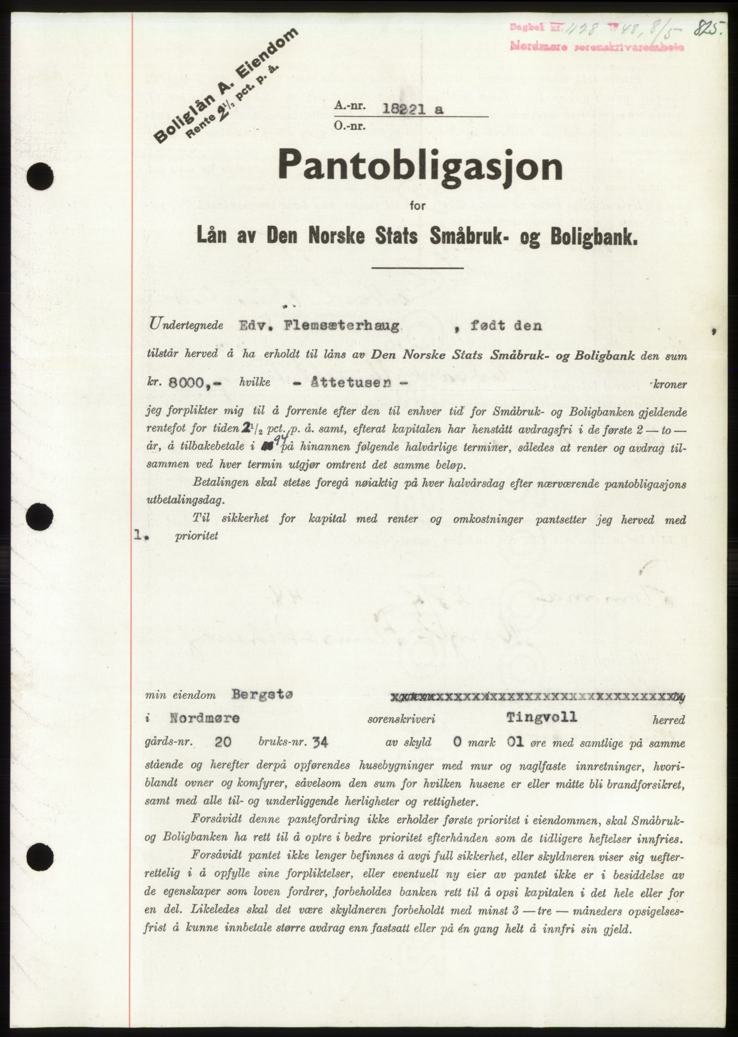 Nordmøre sorenskriveri, AV/SAT-A-4132/1/2/2Ca: Mortgage book no. B98, 1948-1948, Diary no: : 1128/1948