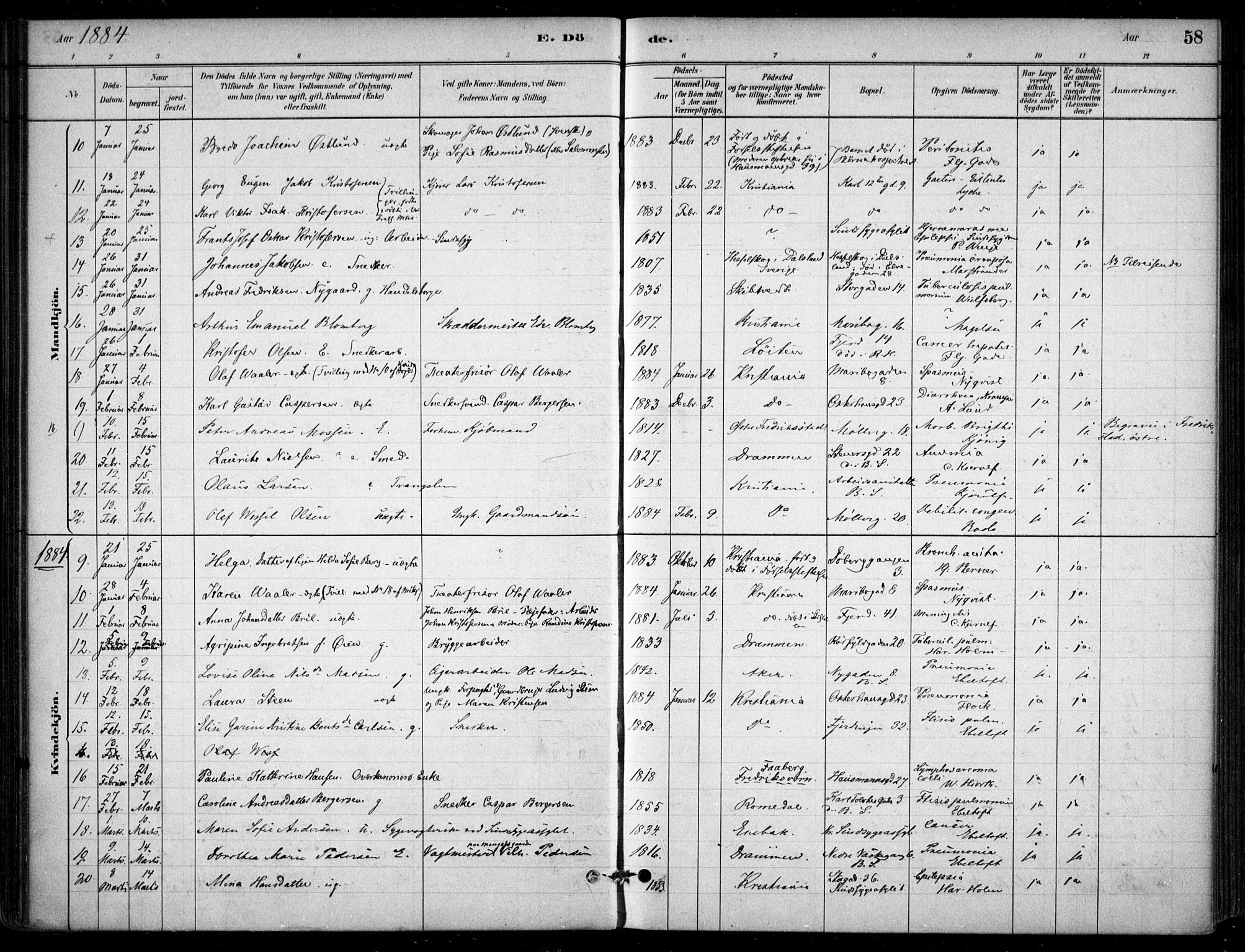 Jakob prestekontor Kirkebøker, AV/SAO-A-10850/F/Fa/L0007: Parish register (official) no. 7, 1880-1905, p. 58