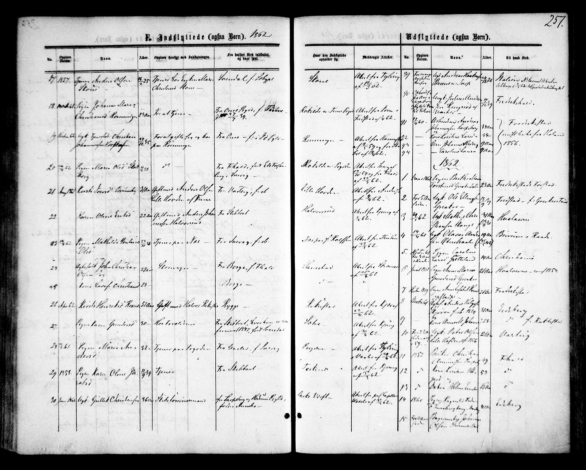 Tune prestekontor Kirkebøker, SAO/A-2007/F/Fa/L0013: Parish register (official) no. 13, 1859-1863, p. 257
