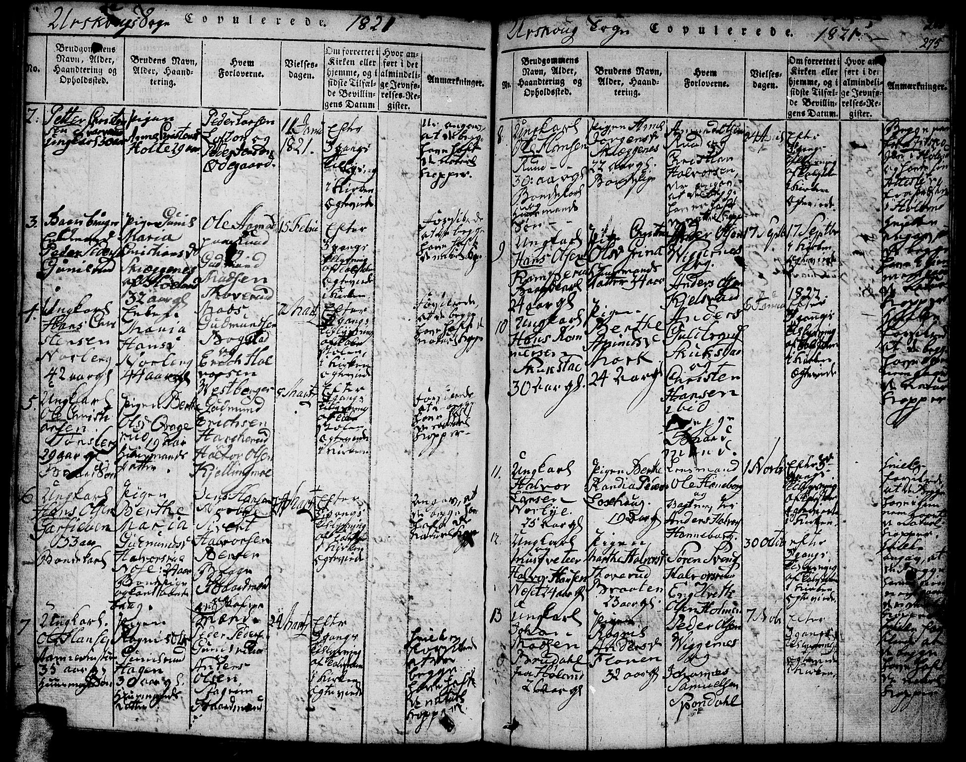 Aurskog prestekontor Kirkebøker, AV/SAO-A-10304a/F/Fa/L0005: Parish register (official) no. I 5, 1814-1829, p. 275