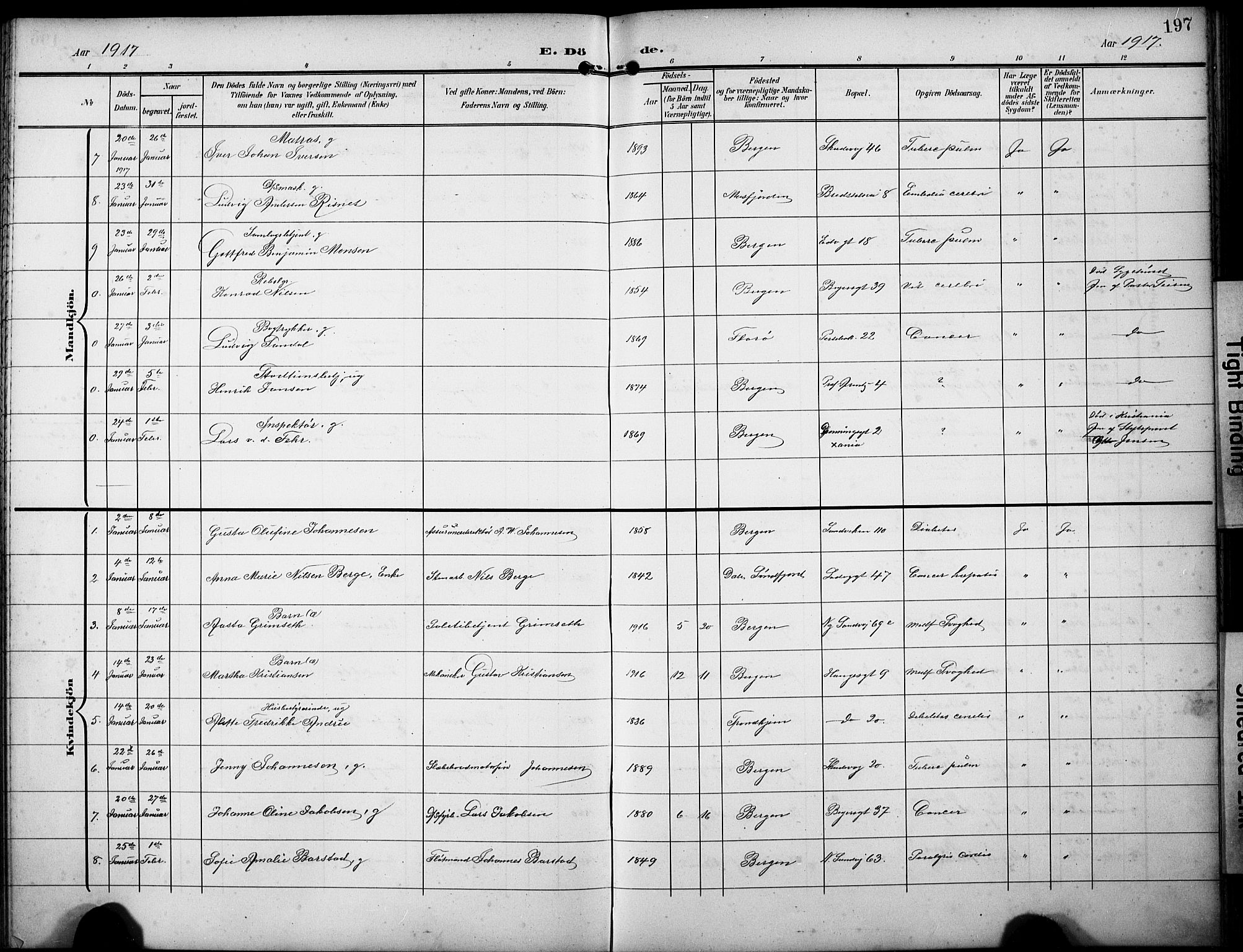 Sandviken Sokneprestembete, AV/SAB-A-77601/H/Hb/L0017: Parish register (copy) no. E 1, 1903-1926, p. 197