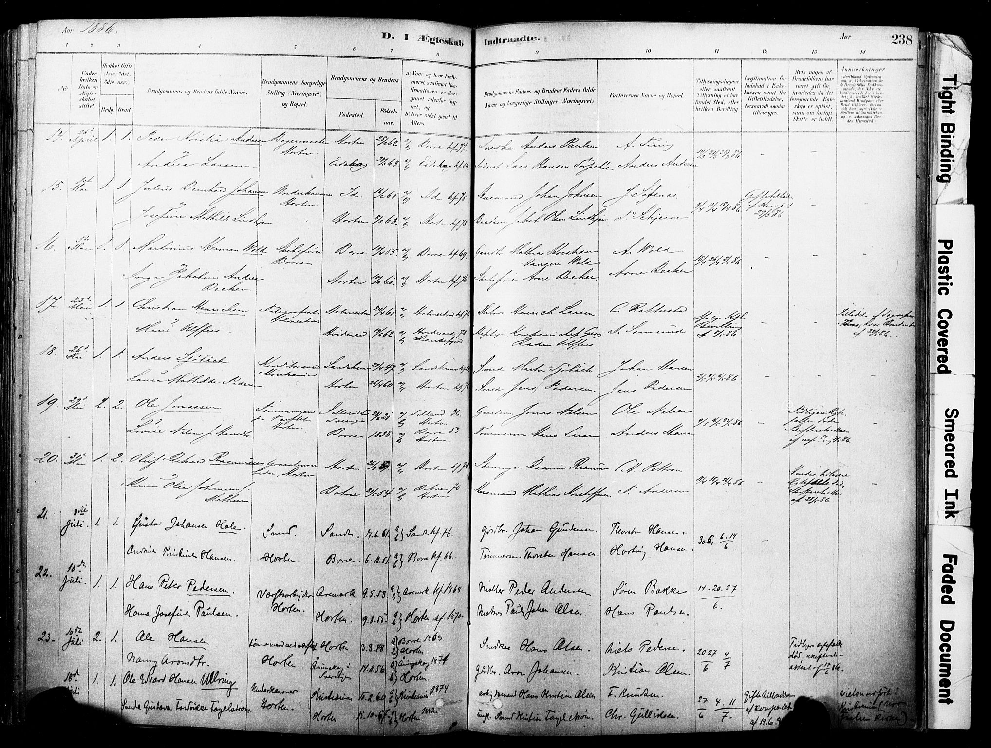 Horten kirkebøker, AV/SAKO-A-348/F/Fa/L0003: Parish register (official) no. 3, 1878-1887, p. 238