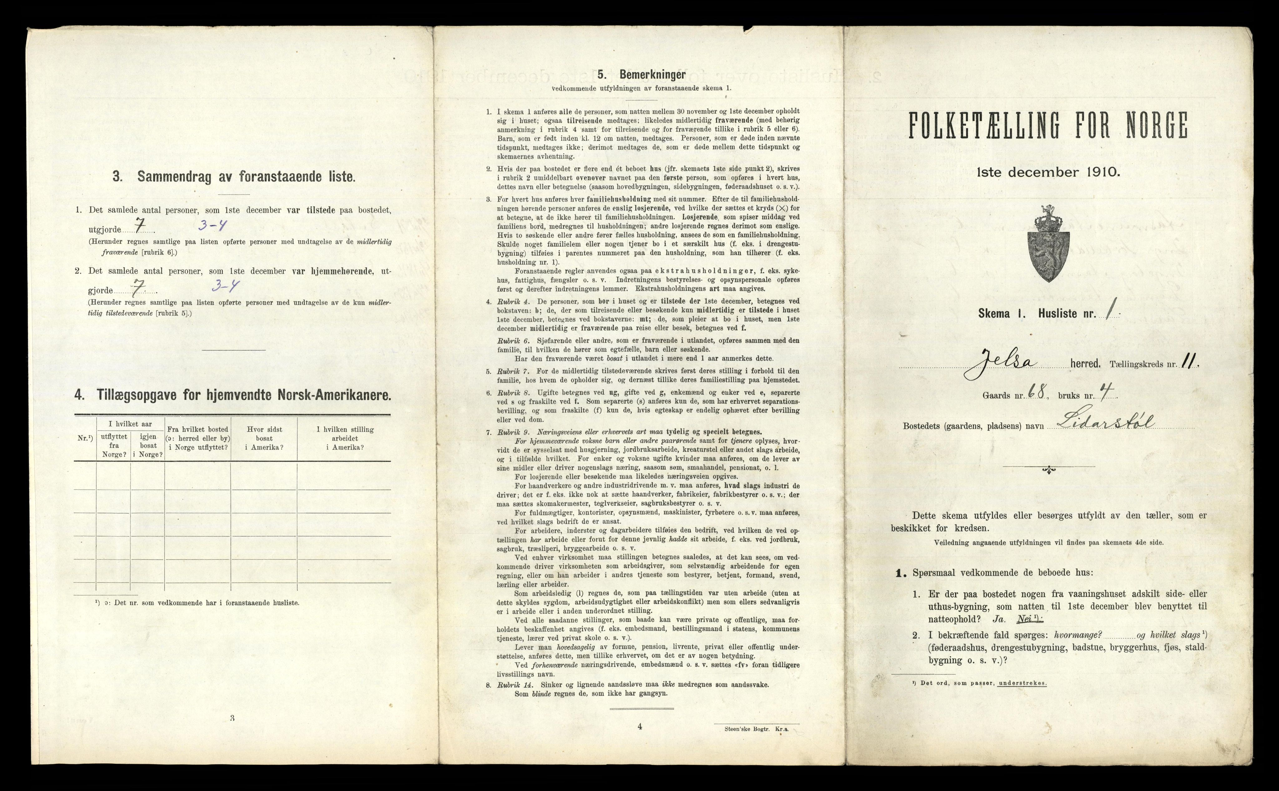 RA, 1910 census for Jelsa, 1910, p. 881