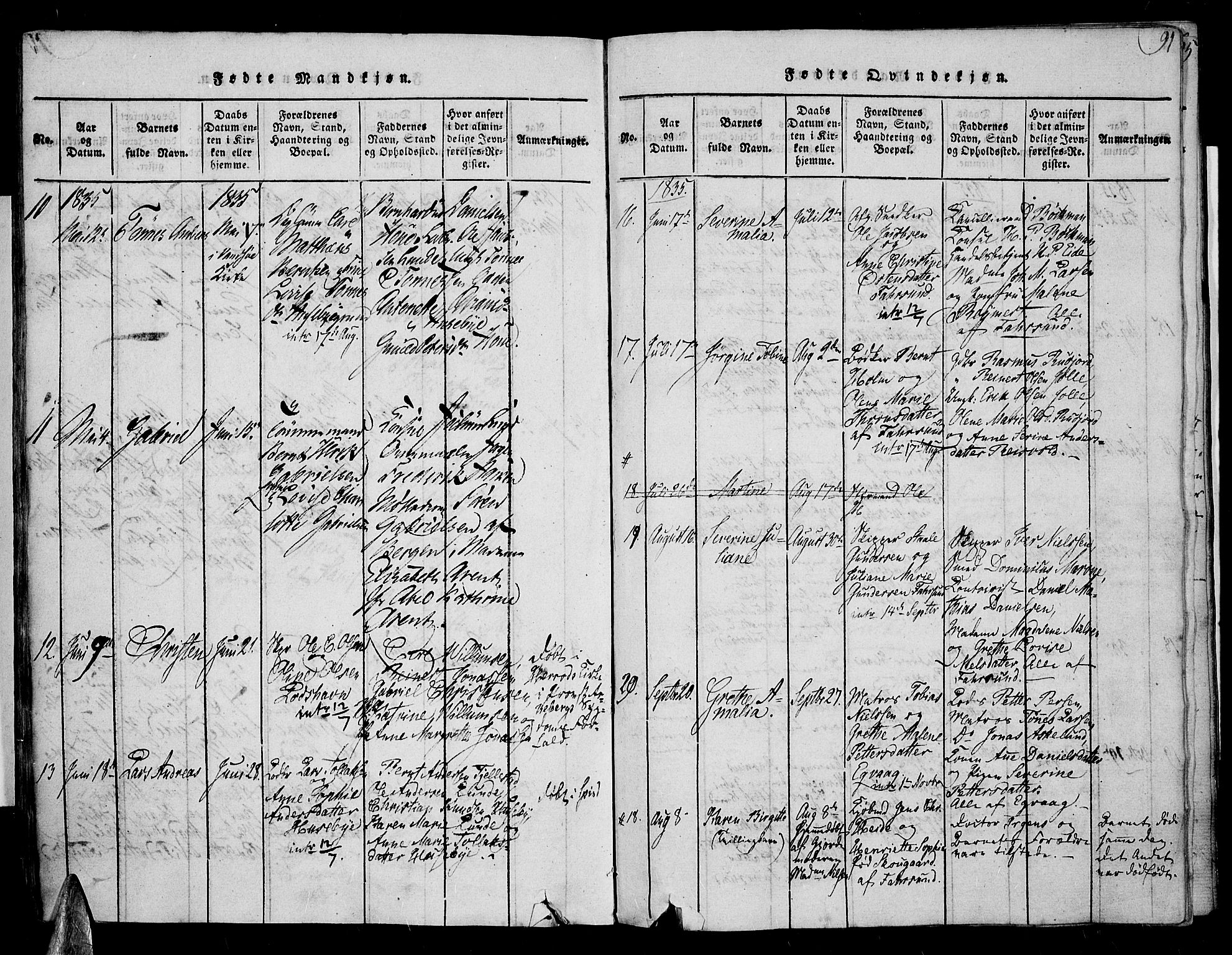 Farsund sokneprestkontor, SAK/1111-0009/F/Fa/L0002: Parish register (official) no. A 2, 1815-1836, p. 91