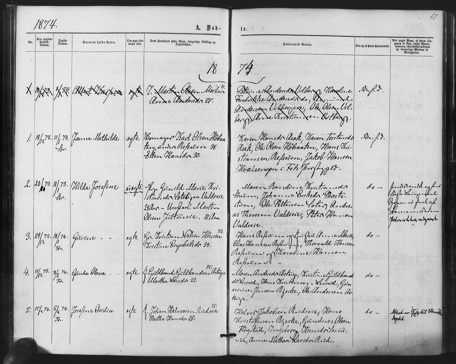 Sørum prestekontor Kirkebøker, SAO/A-10303/F/Fa/L0006: Parish register (official) no. I 6, 1864-1877, p. 67