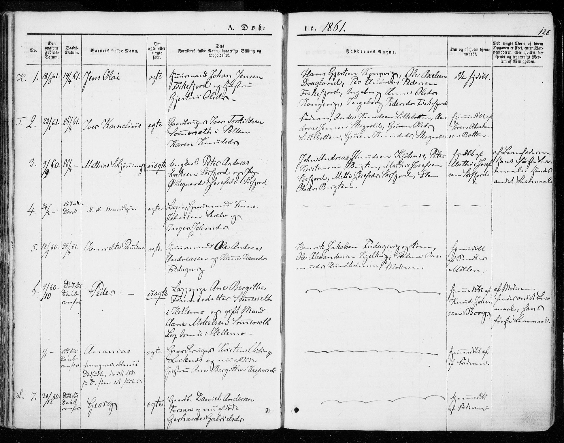 Ministerialprotokoller, klokkerbøker og fødselsregistre - Nordland, SAT/A-1459/872/L1033: Parish register (official) no. 872A08, 1840-1863, p. 126