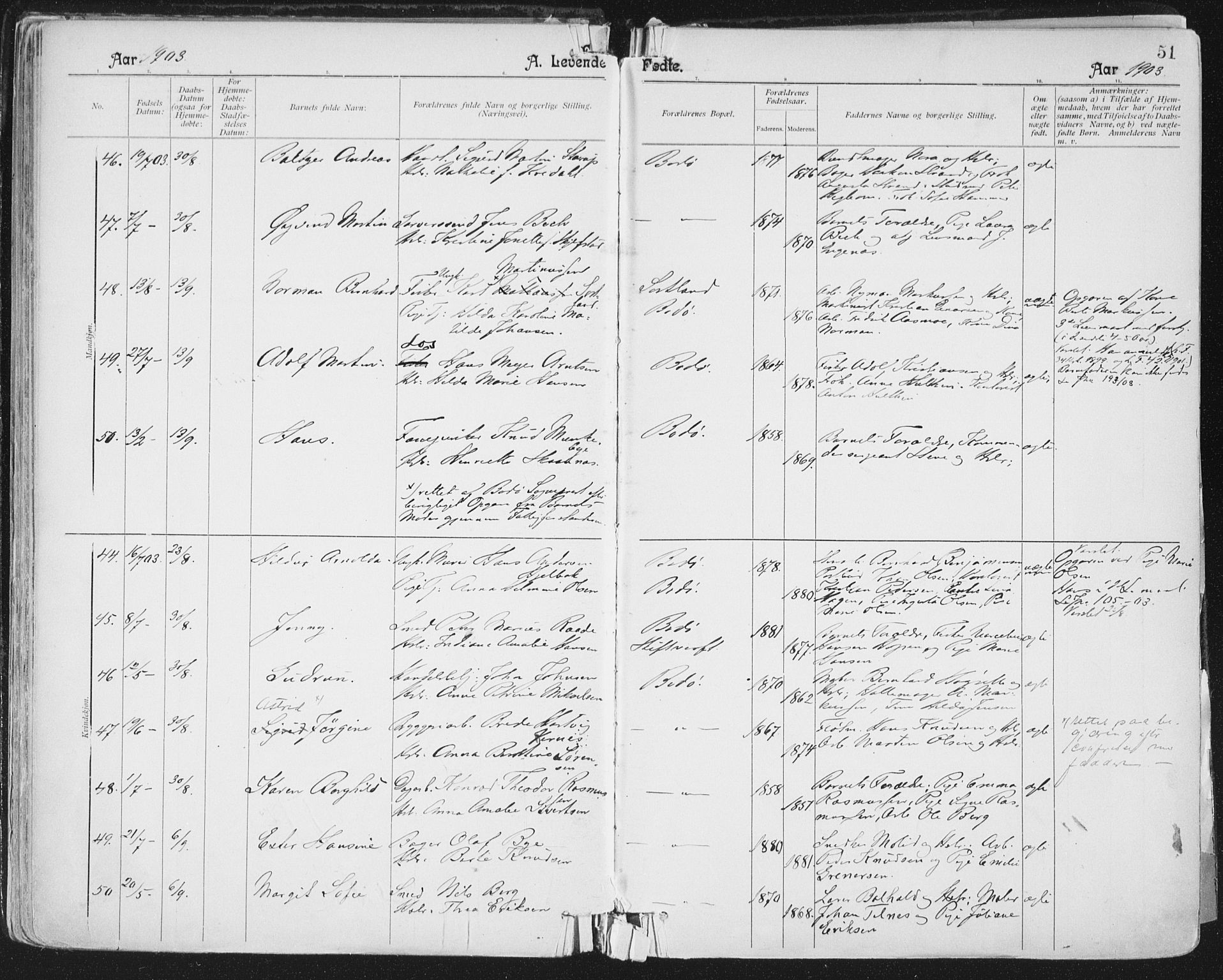 Ministerialprotokoller, klokkerbøker og fødselsregistre - Nordland, AV/SAT-A-1459/801/L0011: Parish register (official) no. 801A11, 1900-1916, p. 51