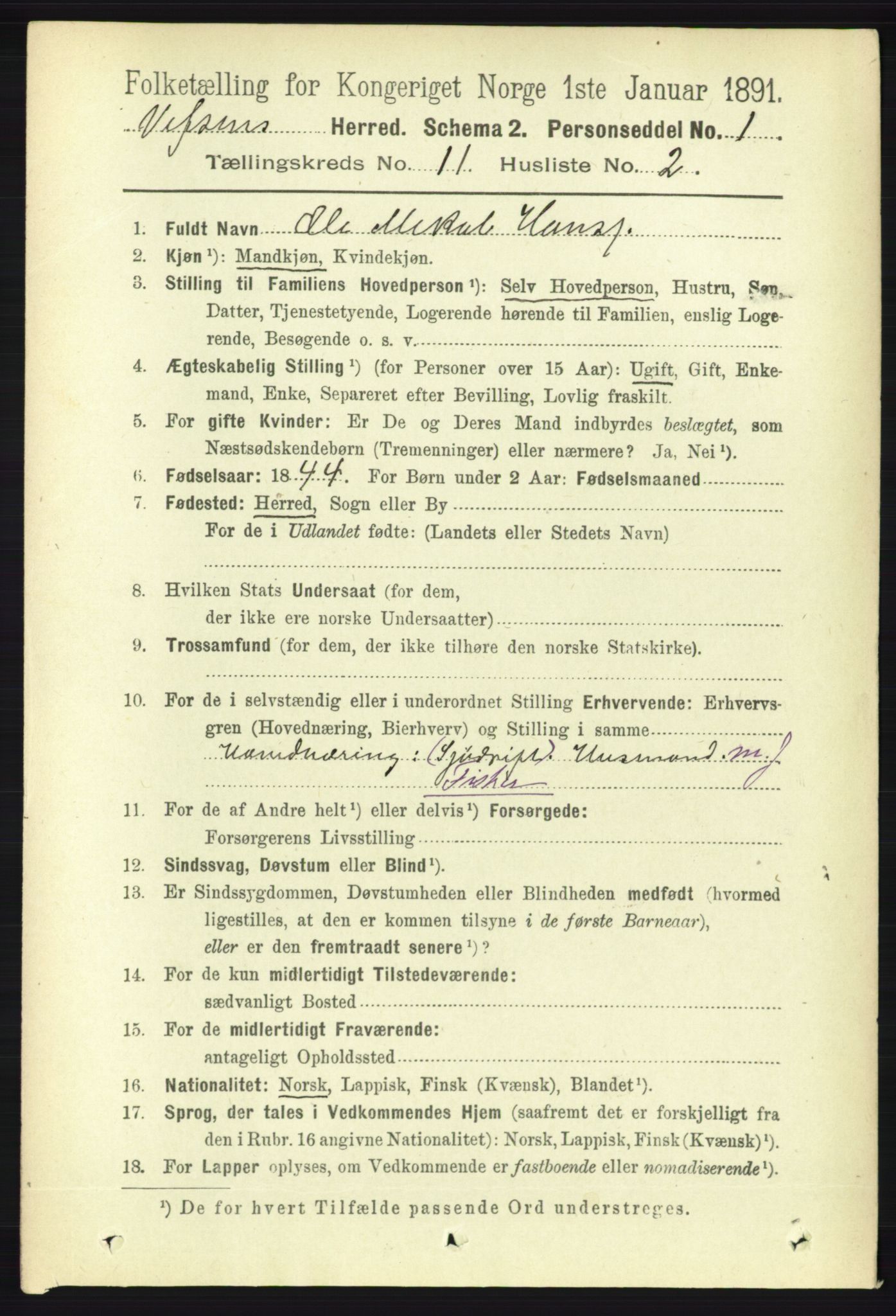 RA, 1891 census for 1824 Vefsn, 1891, p. 5672