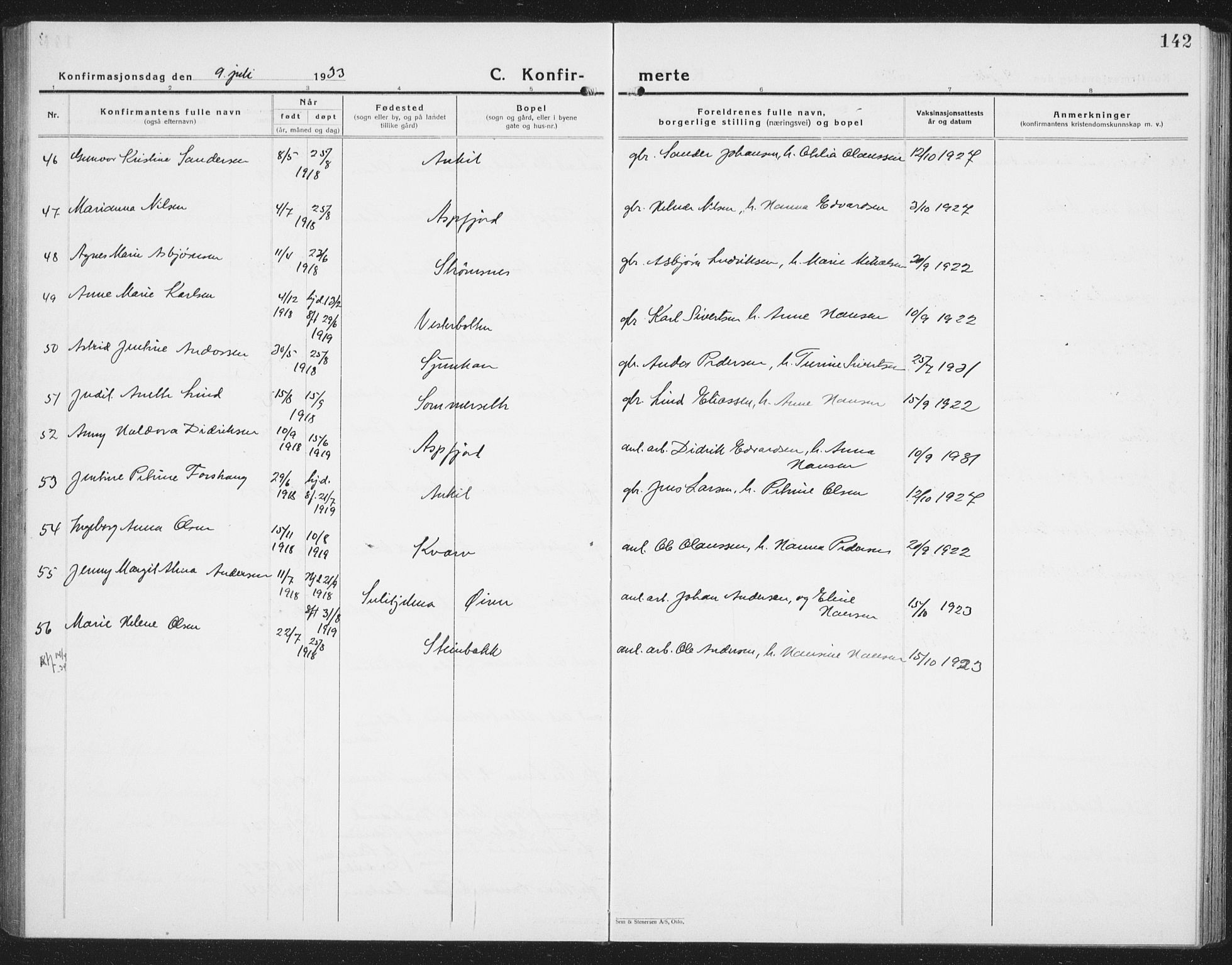 Ministerialprotokoller, klokkerbøker og fødselsregistre - Nordland, AV/SAT-A-1459/854/L0788: Parish register (copy) no. 854C04, 1926-1940, p. 142