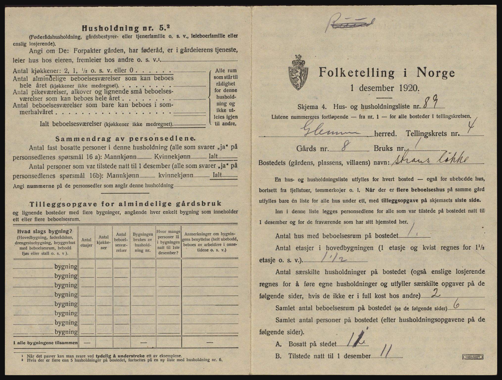 SAO, 1920 census for Glemmen, 1920, p. 1635