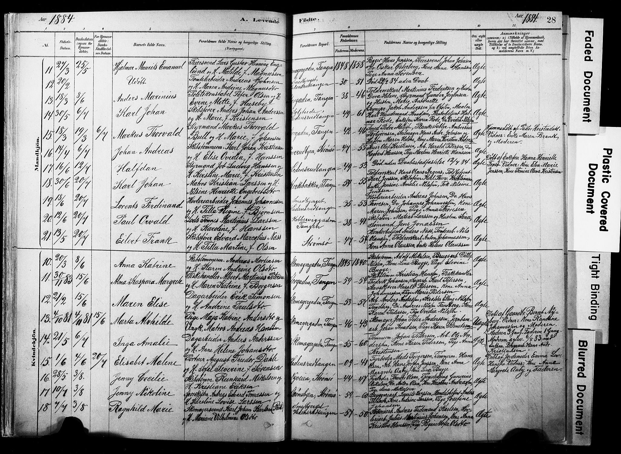 Strømsø kirkebøker, SAKO/A-246/F/Fb/L0006: Parish register (official) no. II 6, 1879-1910, p. 28