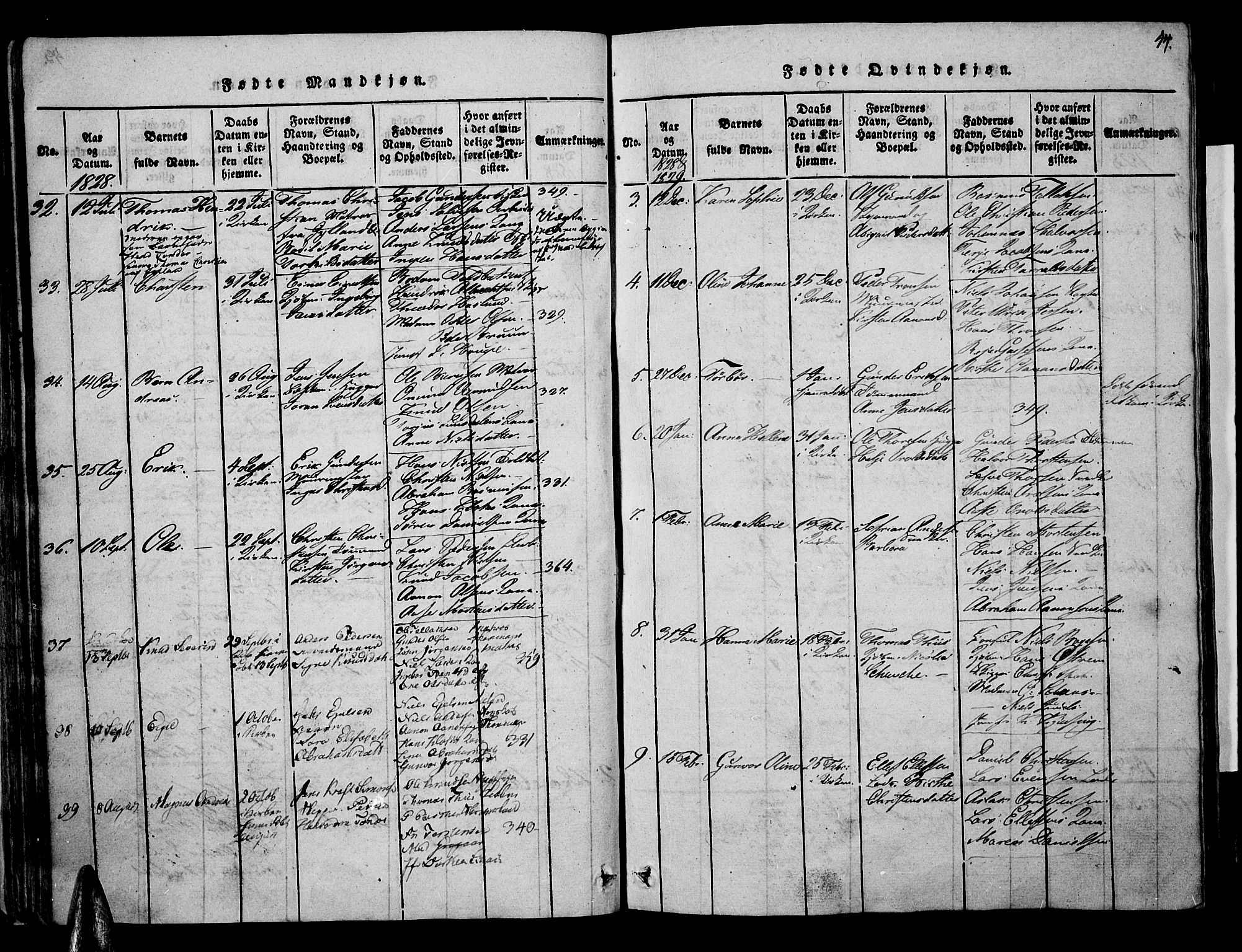 Risør sokneprestkontor, AV/SAK-1111-0035/F/Fa/L0002: Parish register (official) no. A 2, 1815-1839, p. 44