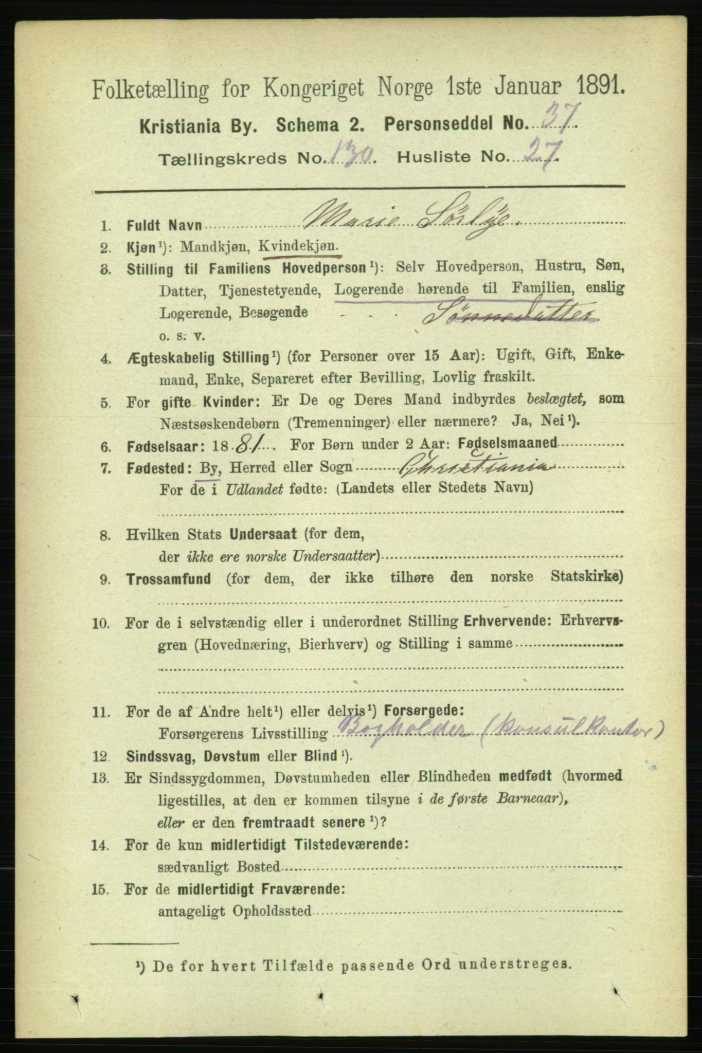 RA, 1891 census for 0301 Kristiania, 1891, p. 70741